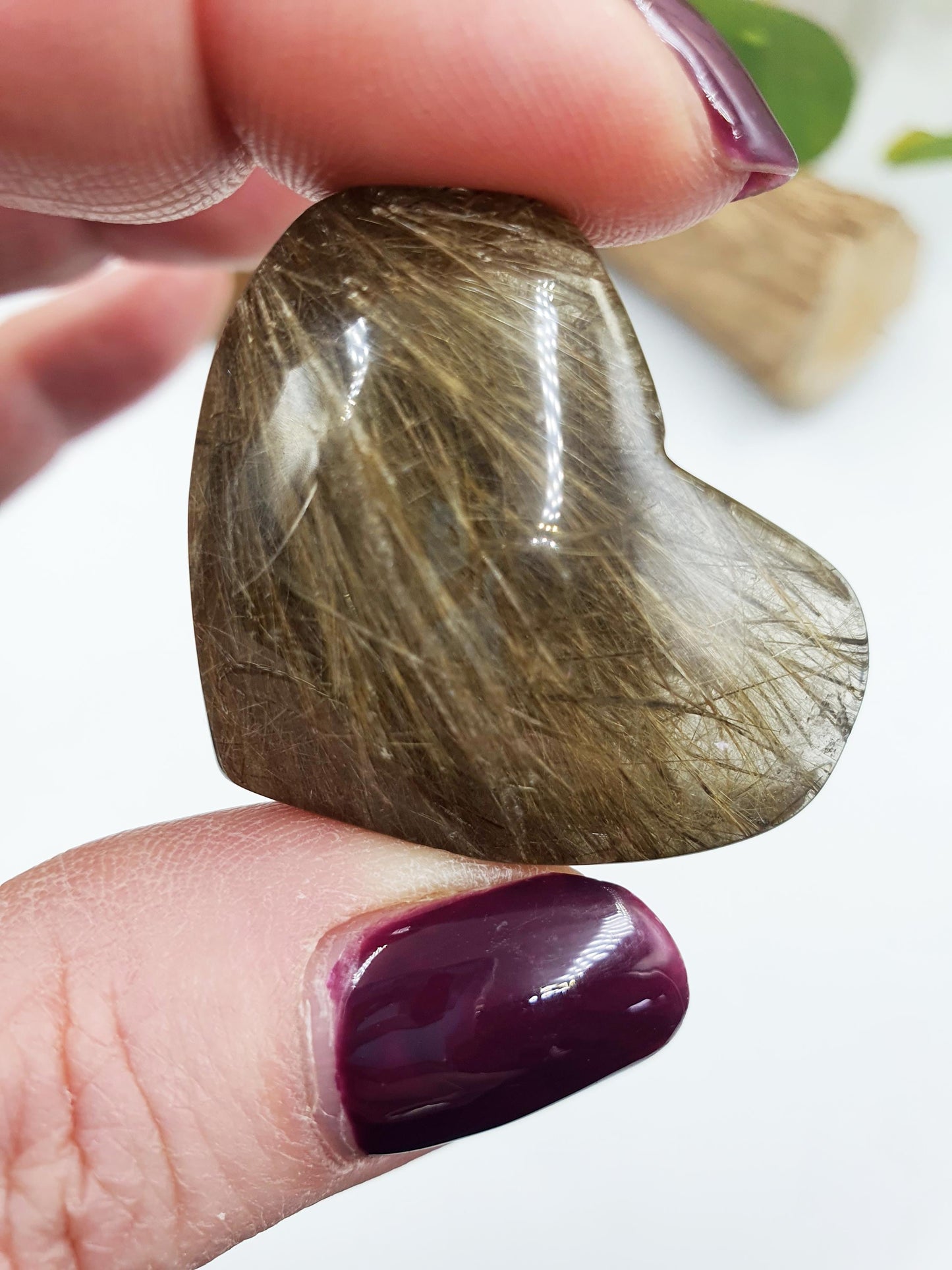 Golden Rutilated Quartz Puff Heart