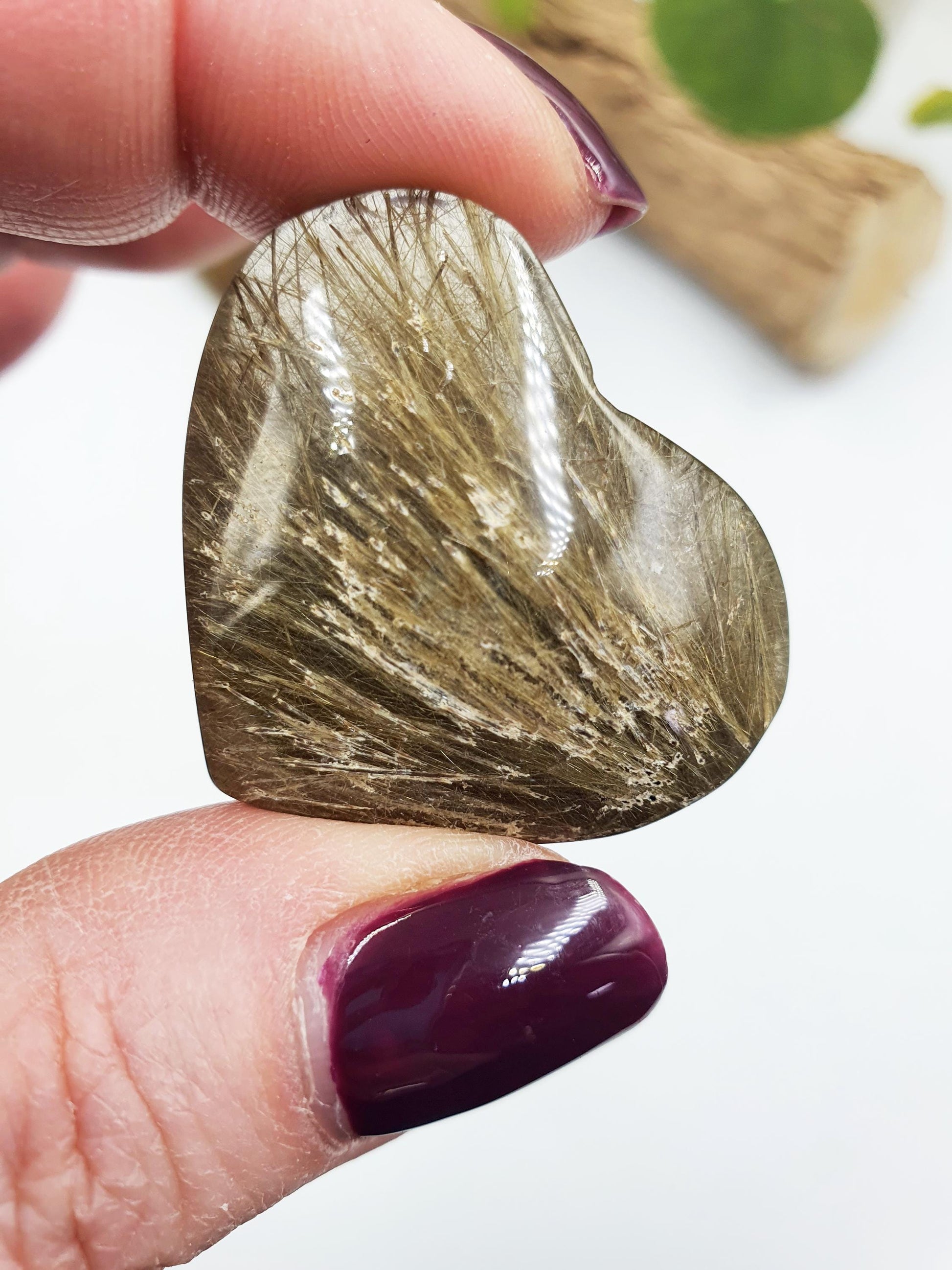 Golden Rutilated Quartz Puff Heart