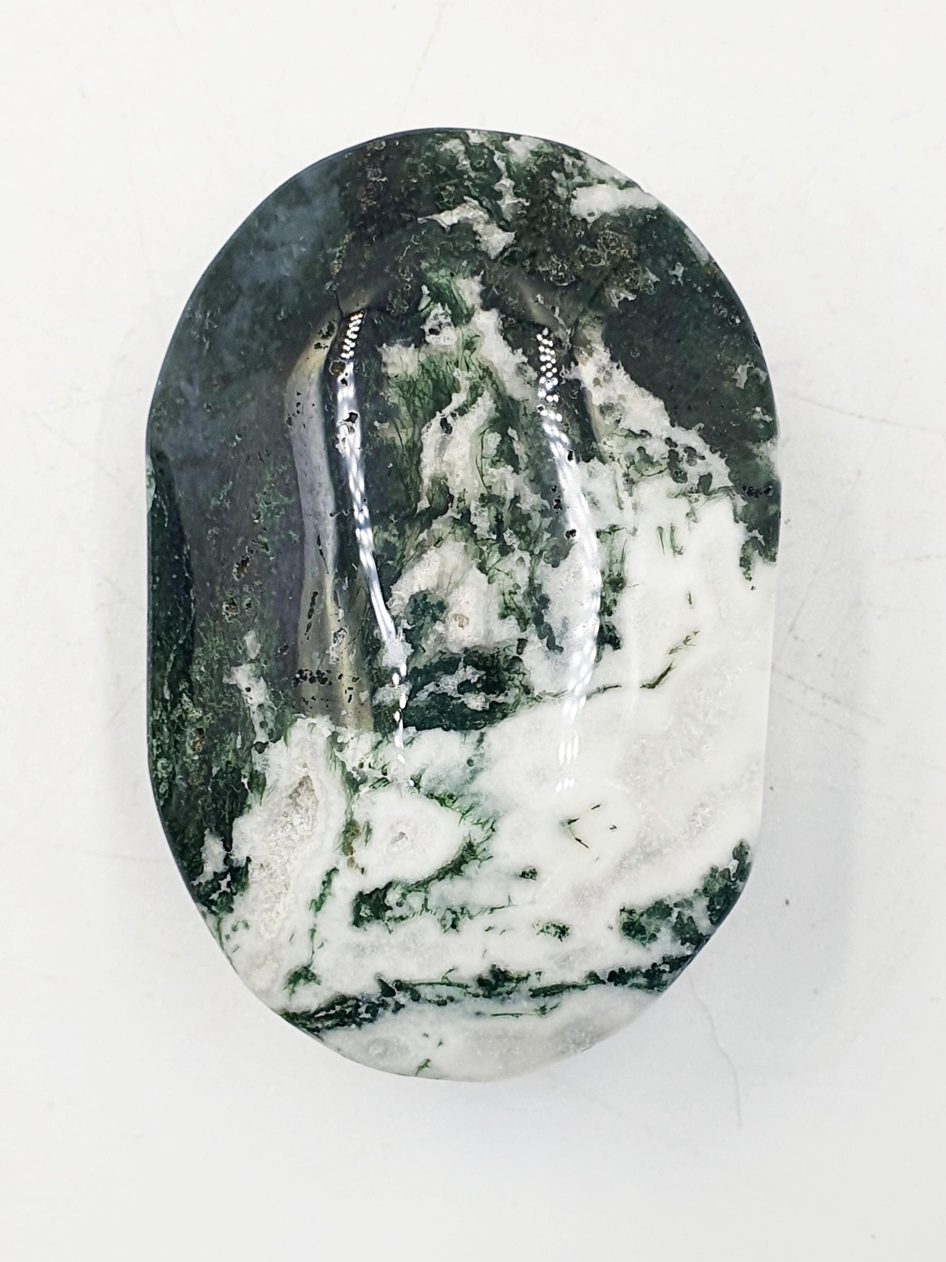 Druzy Moss Agate Palm / Moss Agate Palm Stone / Meditation Palm / Reiki Crystal Palm - 75g