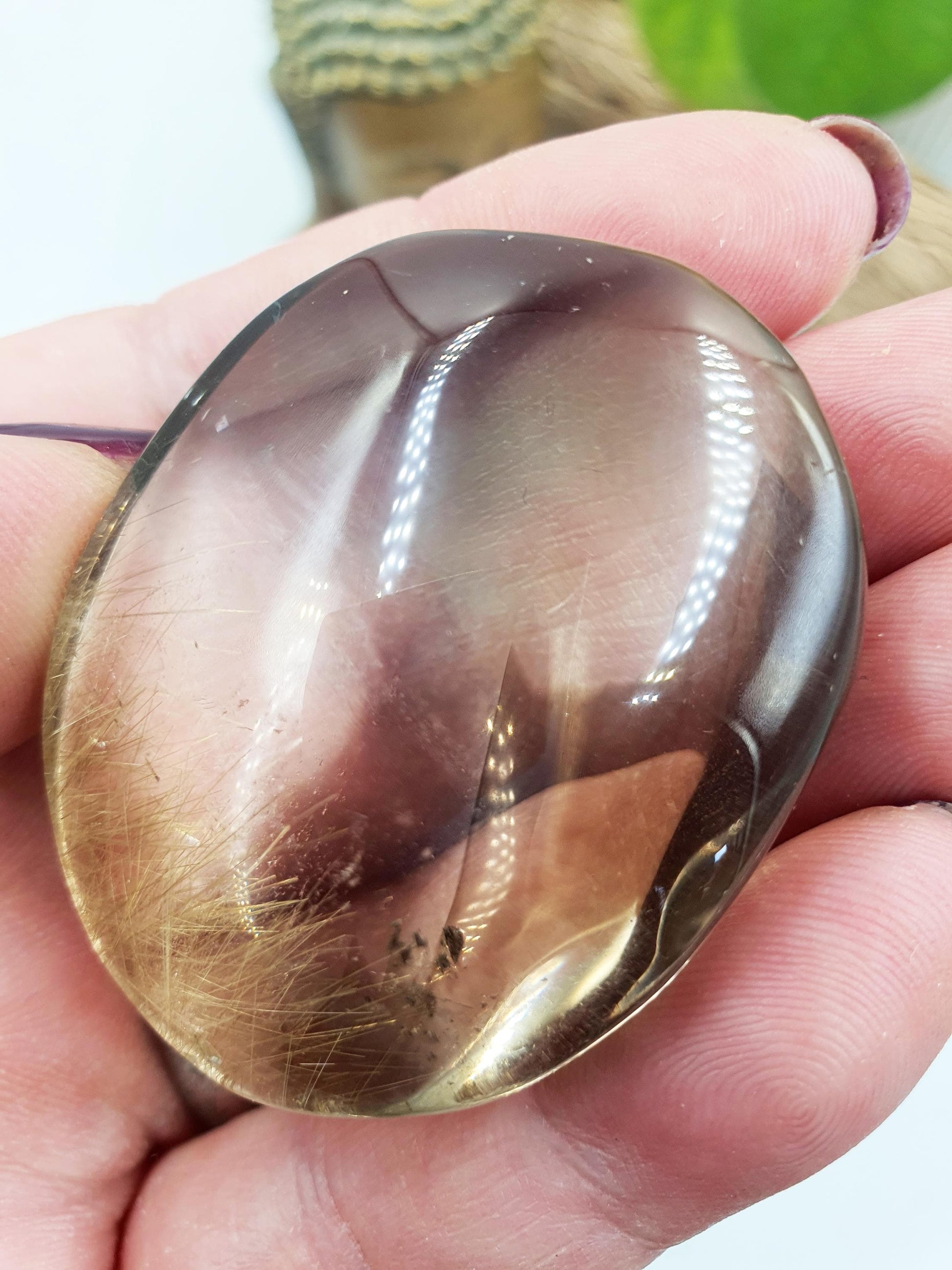 High Quality Golden Rutile Quartz Palm