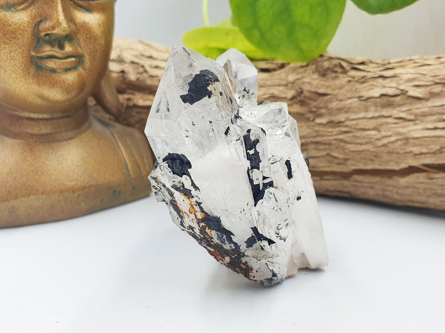 Clear Quartz and Hematite Cluster