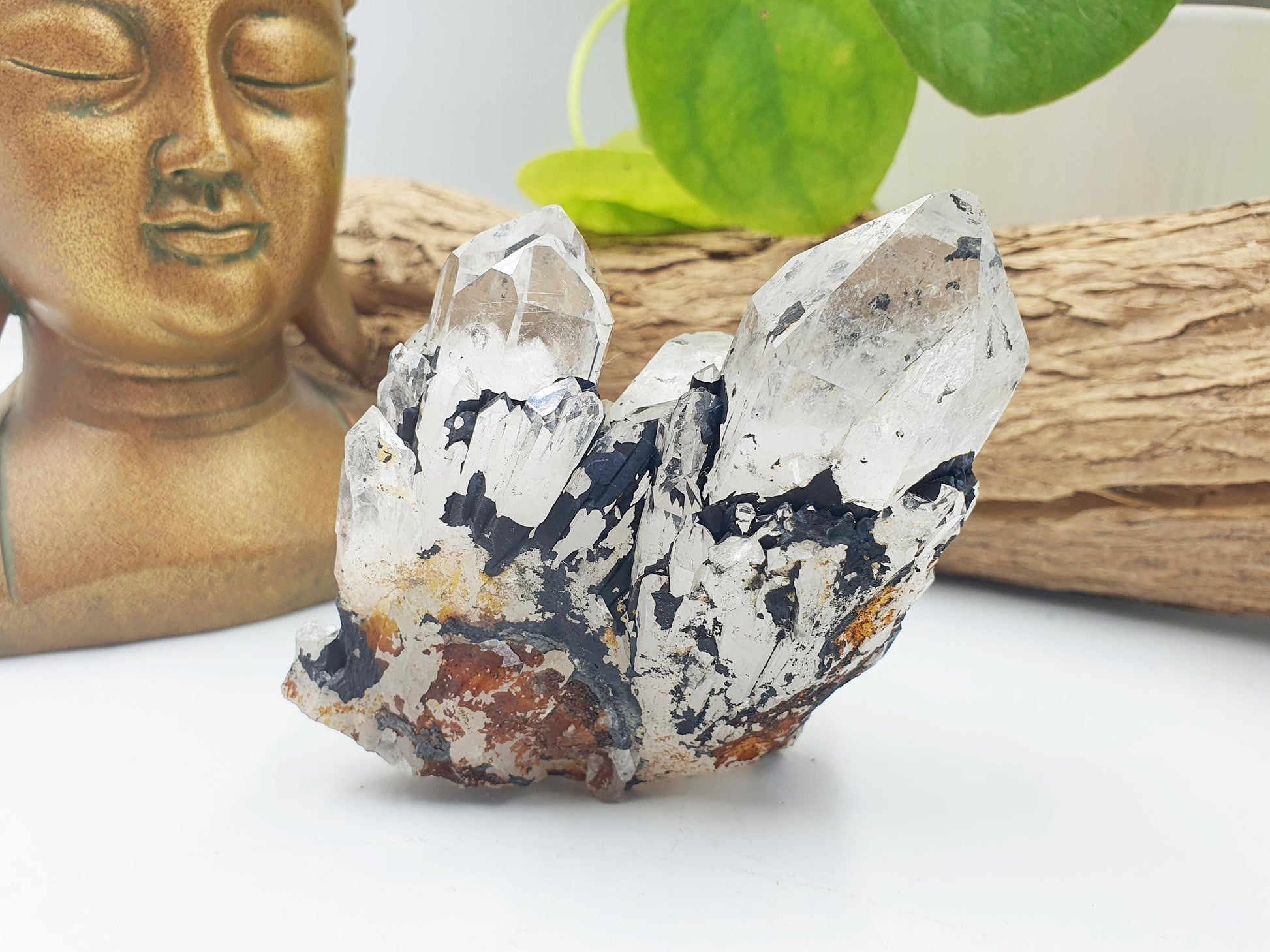 Clear Quartz and Hematite Cluster