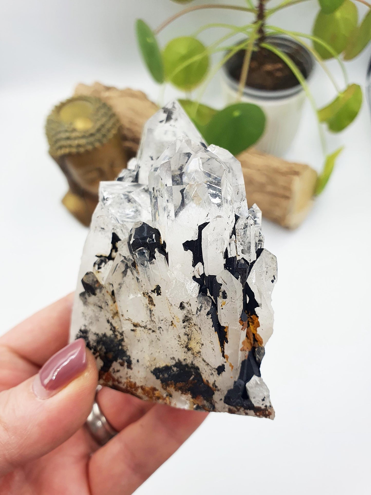 Clear Quartz and Hematite Cluster