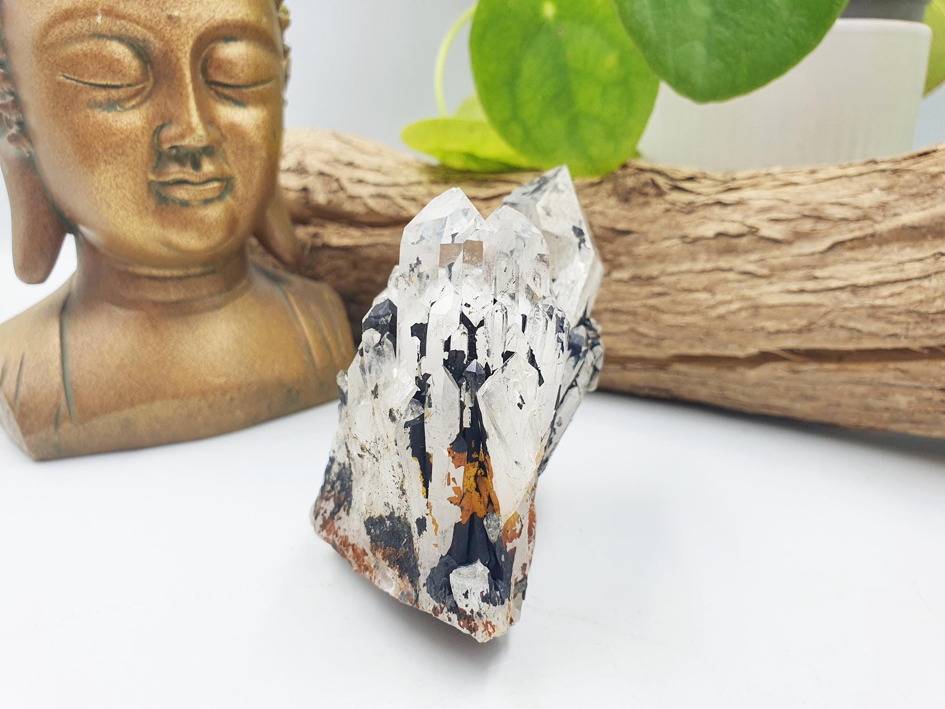 Clear Quartz and Hematite Cluster