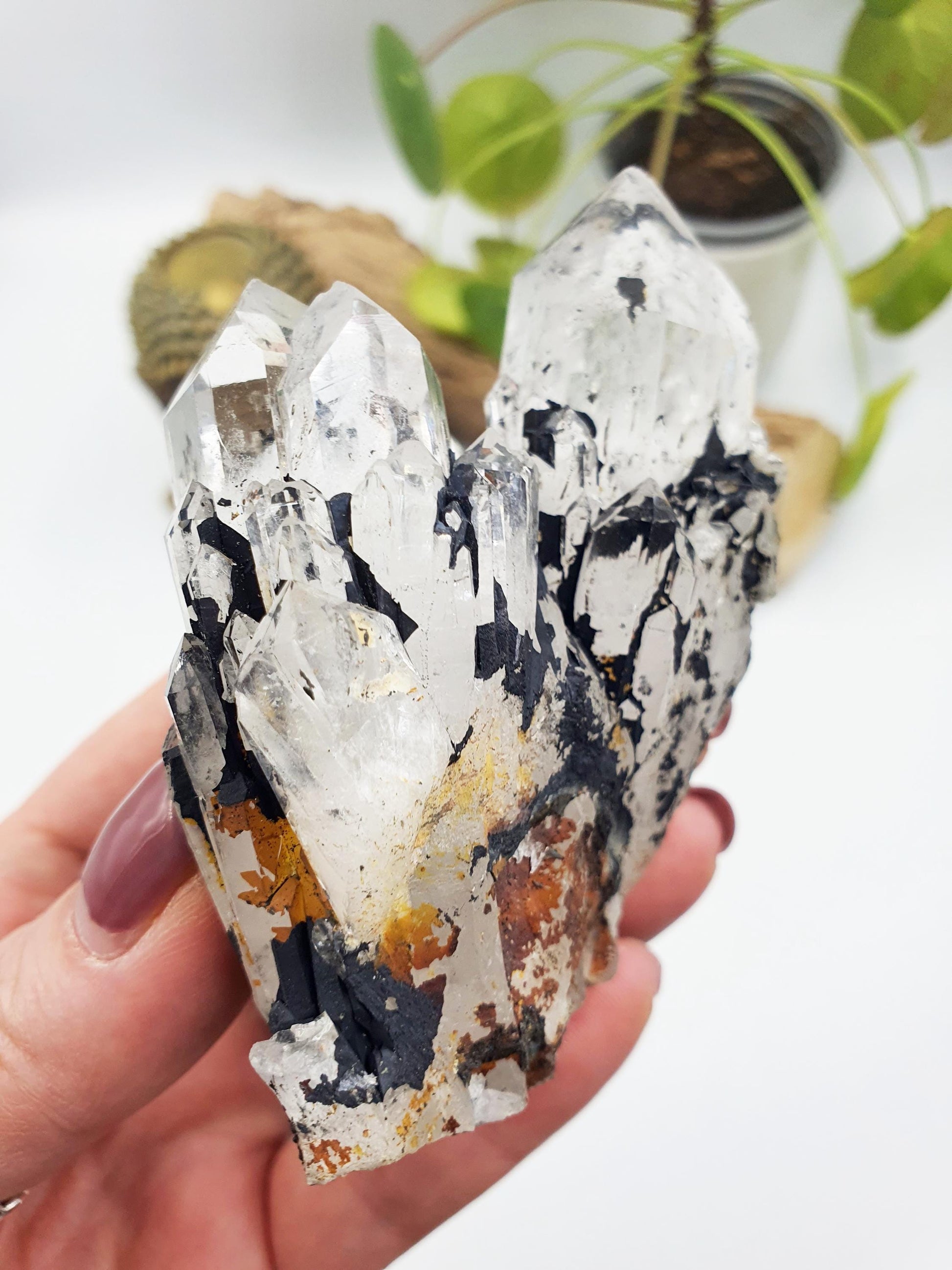 Clear Quartz and Hematite Cluster