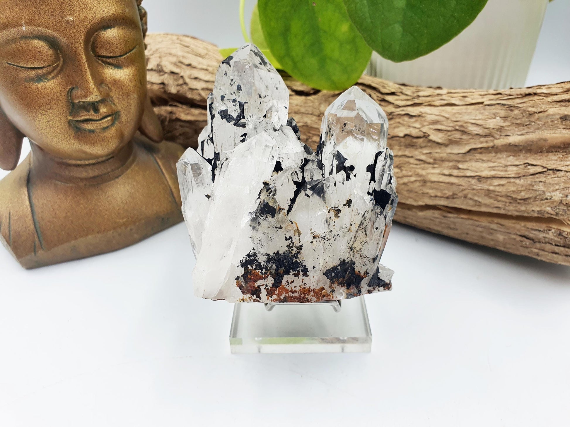 Clear Quartz and Hematite Cluster