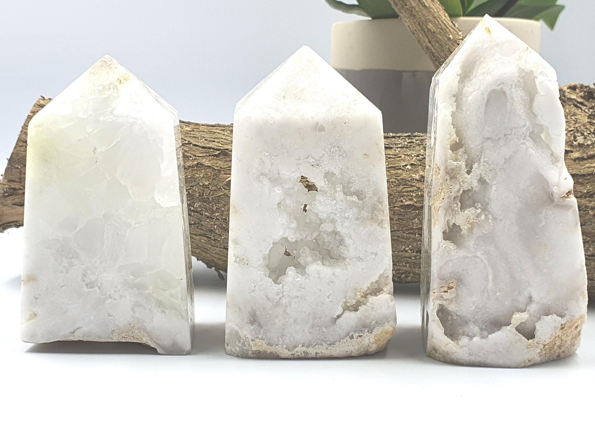 White Agate Drusy Tower
