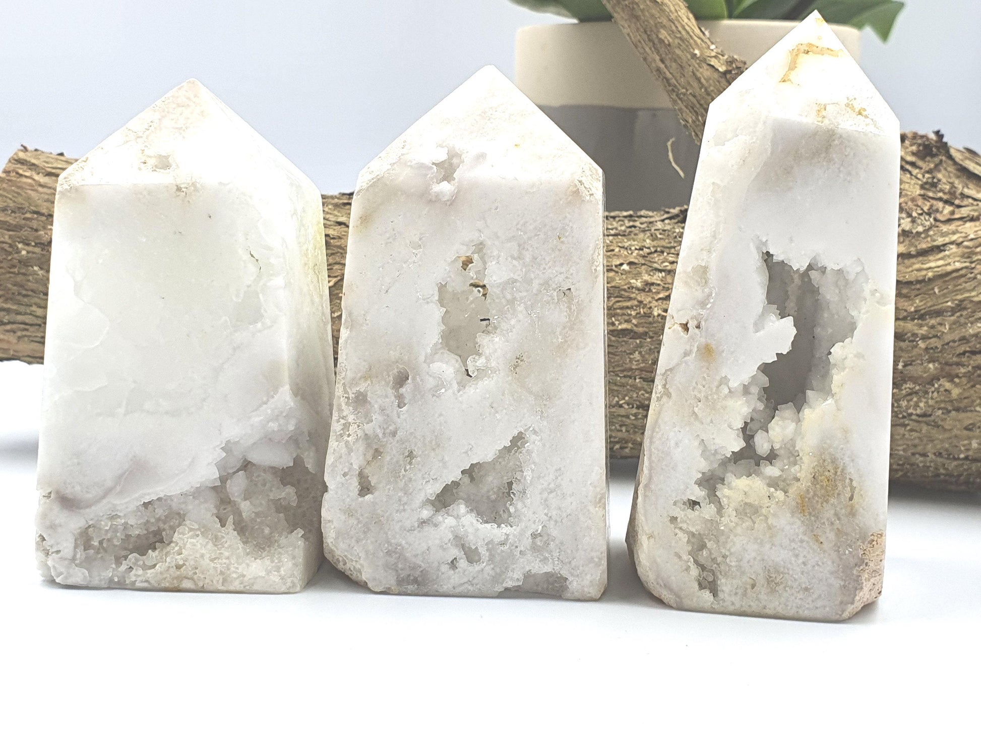 White Agate Drusy Tower