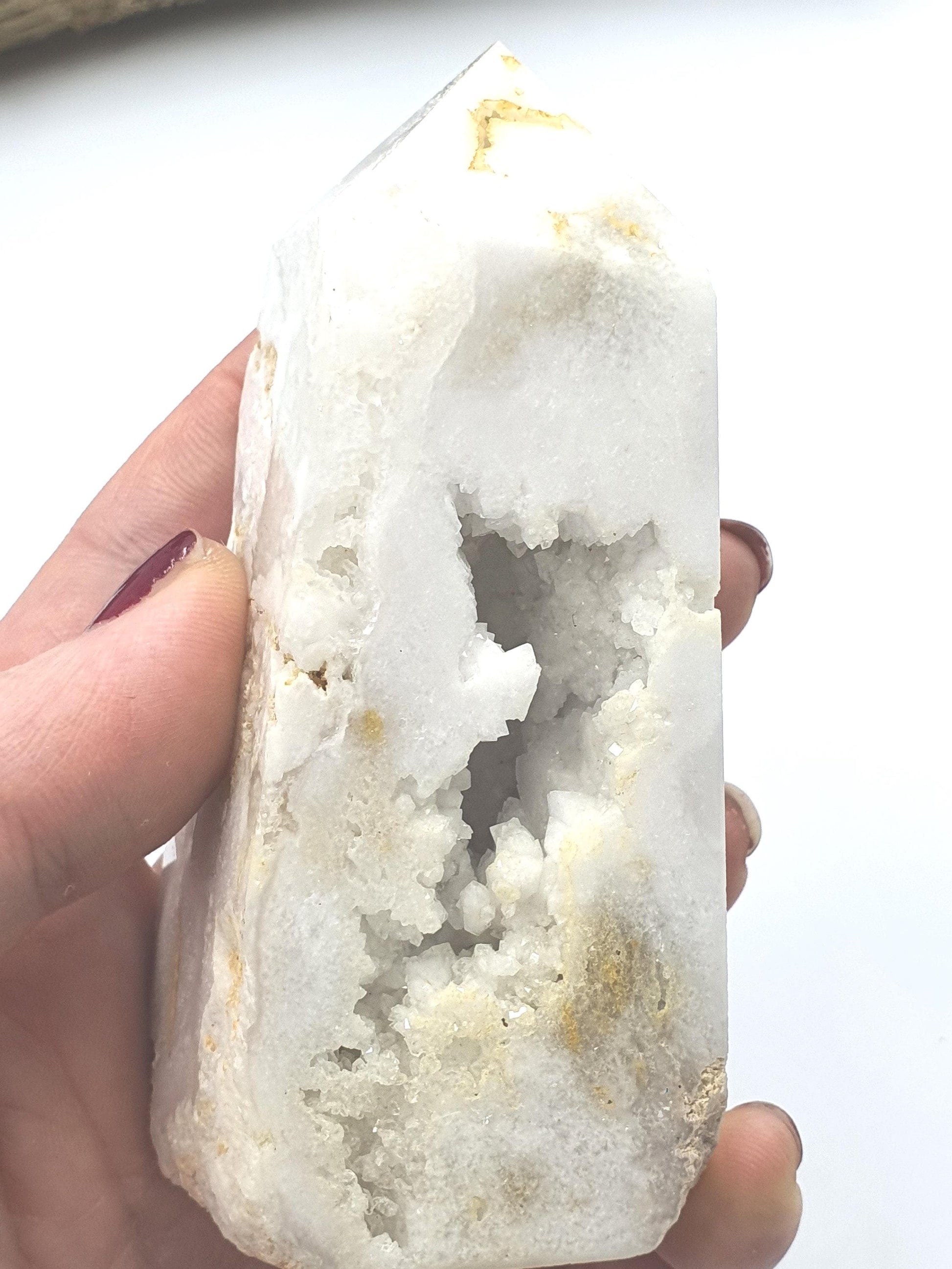 White Agate Drusy Tower