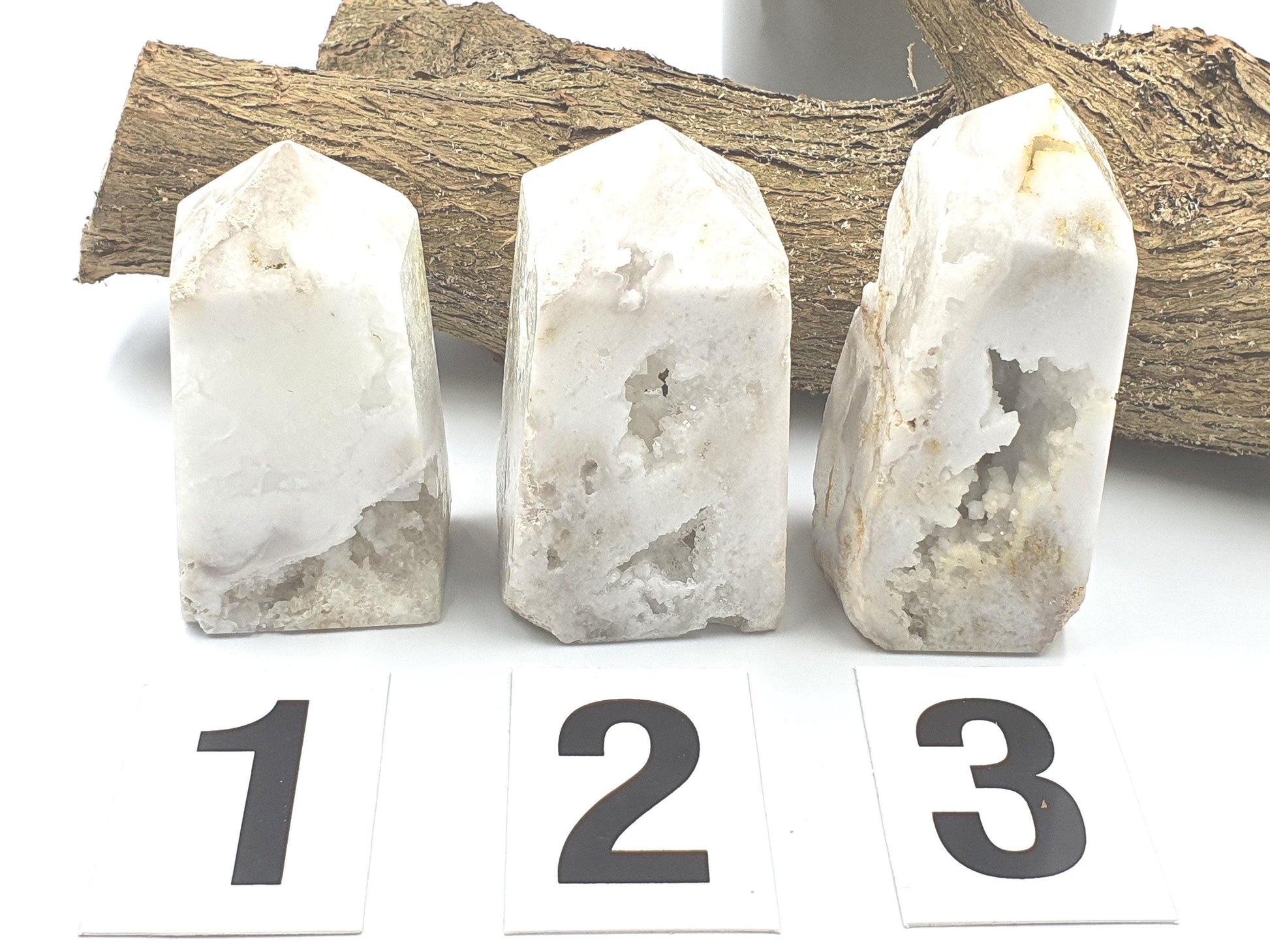White Agate Drusy Tower