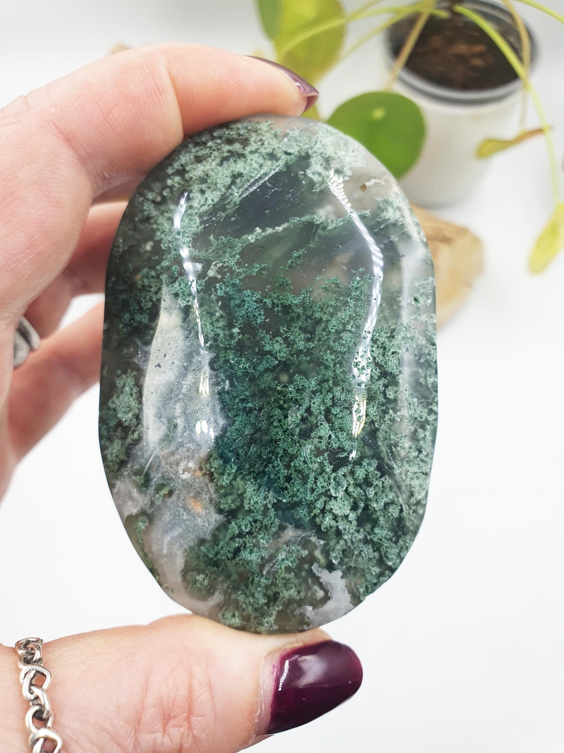 Large Moss Agate Drusy Palm