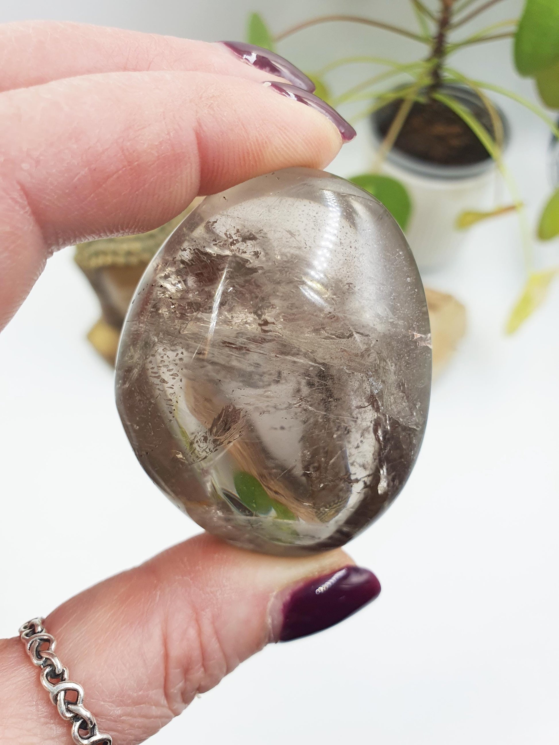 Smoky Quartz Palm with rainbow
