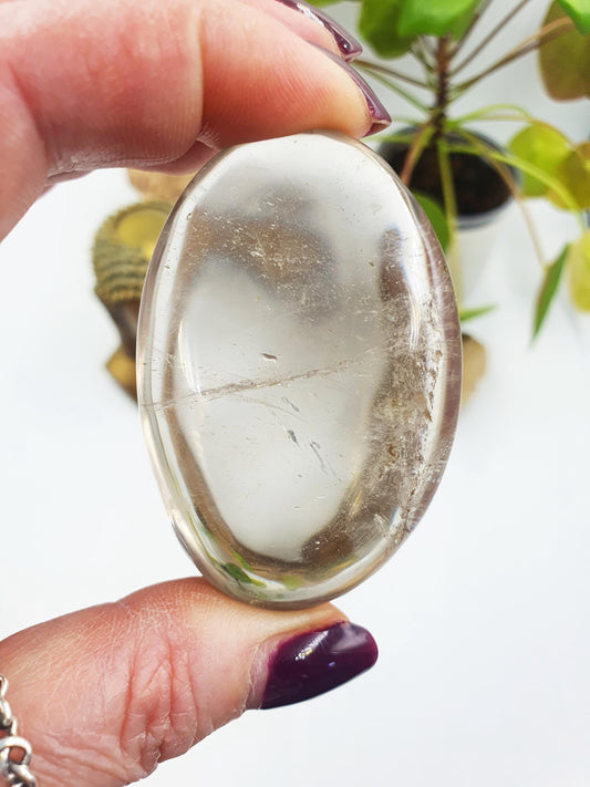 Clear Quartz Palm with shimmering inclusions