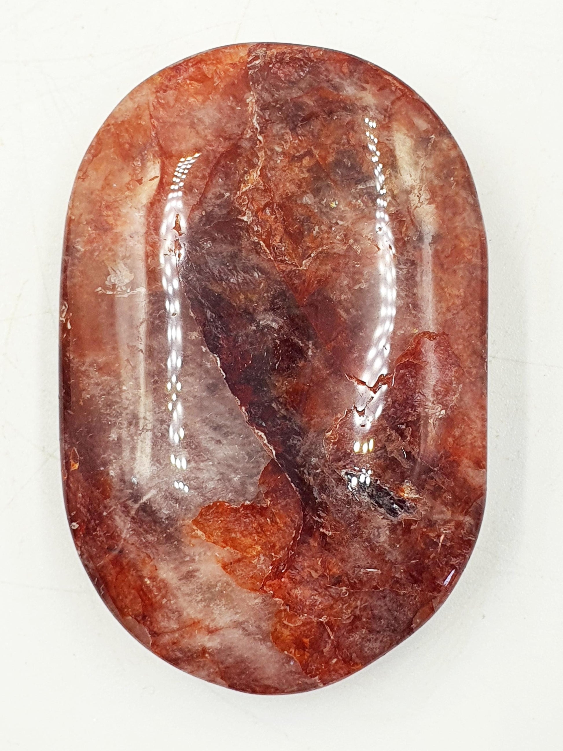 Large Fire Quartz Palm / Hematoid Quartz Palm / Healing Palm Stone / Meditation Palm- 105g