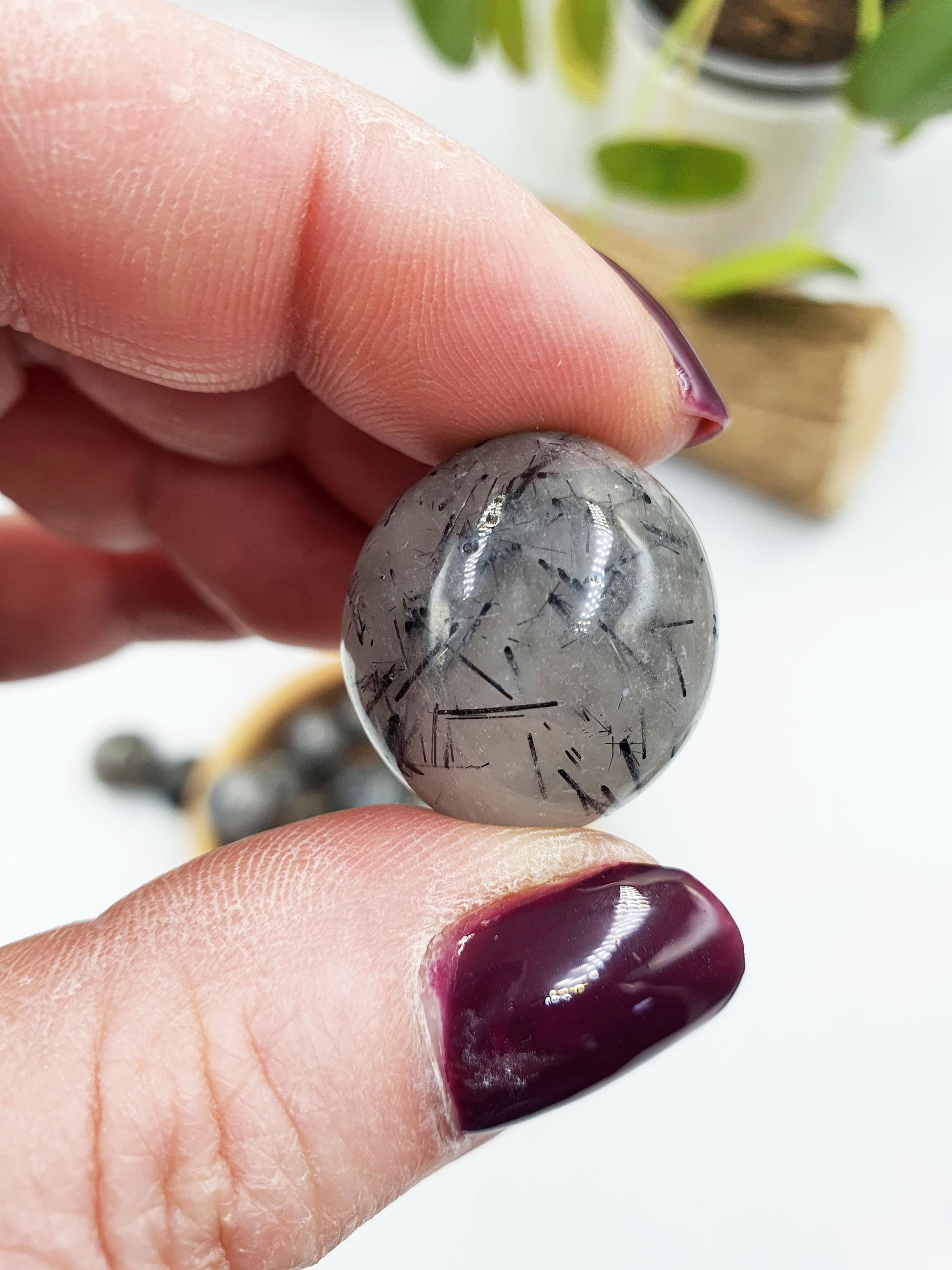 Black Tourmaline Rutile Quartz Tumbles