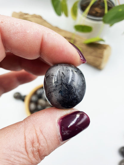 Black Tourmaline Rutile Quartz Tumbles