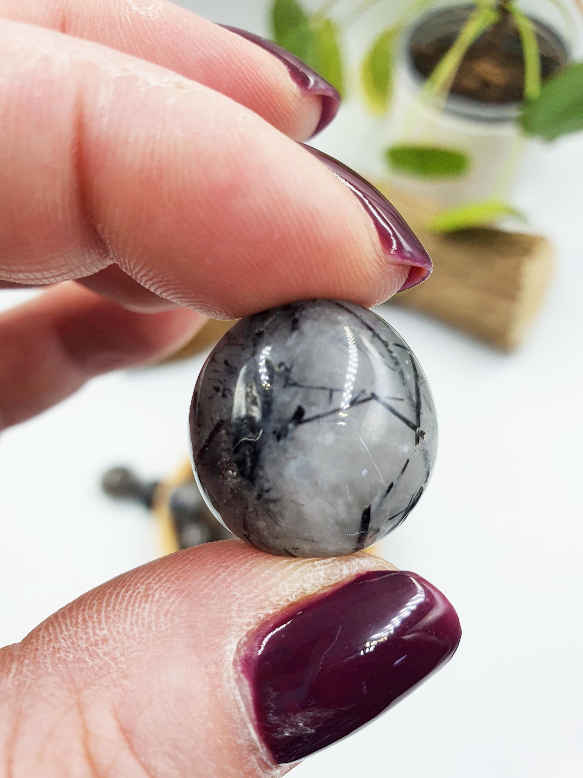 Black Tourmaline Rutile Quartz Tumbles