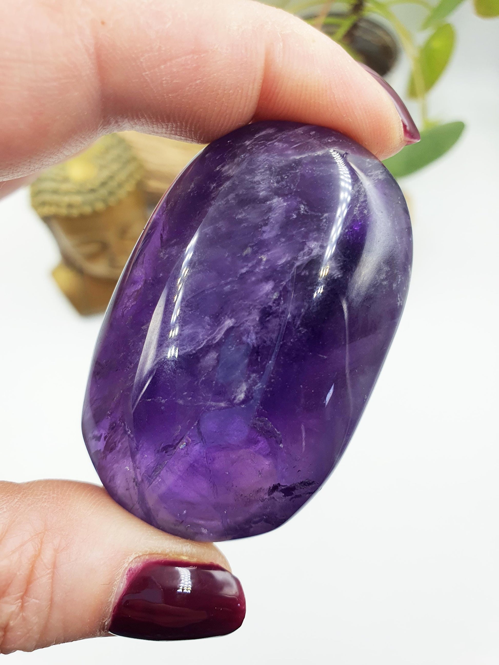 Sparkly Amethyst Palm / Amethyst Palm Stone / Reiki Crystal Palm / Meditation Palm - 80g