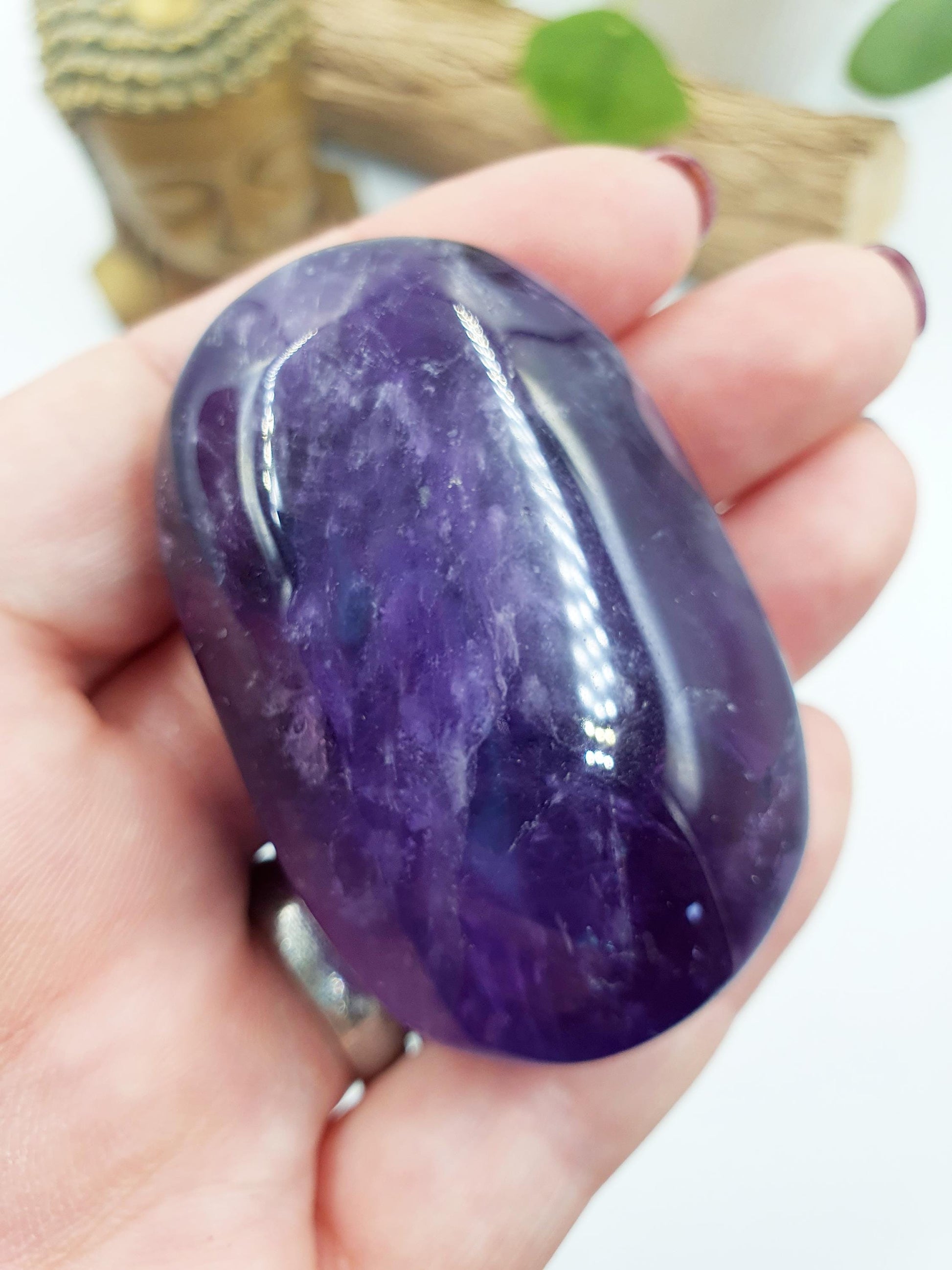 Sparkly Amethyst Palm / Amethyst Palm Stone / Reiki Crystal Palm / Meditation Palm - 80g