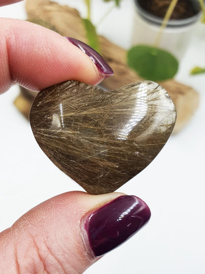 Golden Rutilated Quartz Puff Heart