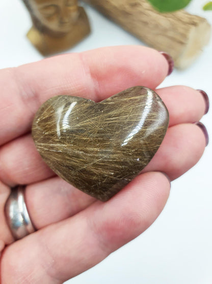 Golden Rutilated Quartz Puff Heart