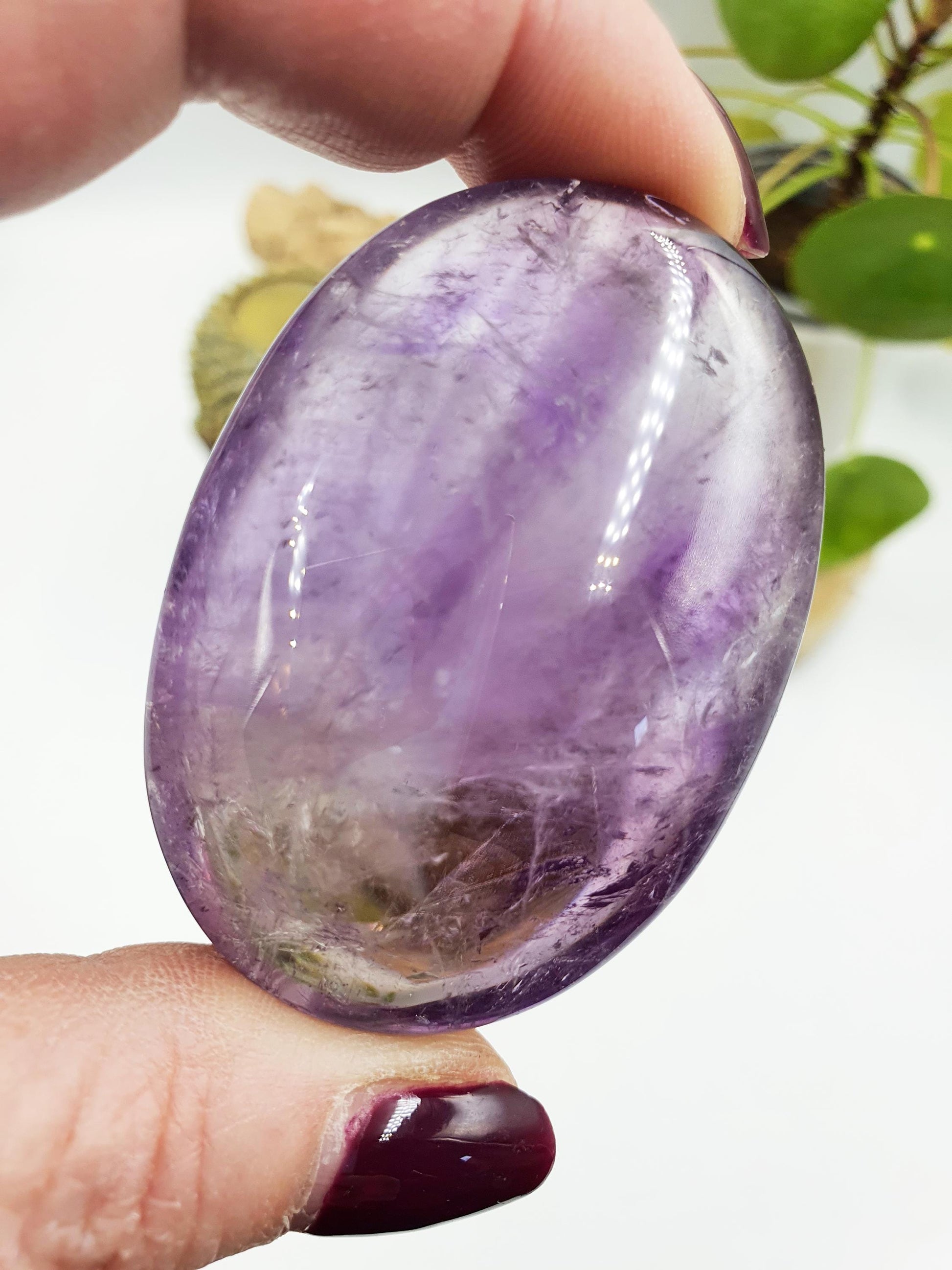 Sparkly Light Amethyst Palm with rainbow flashes