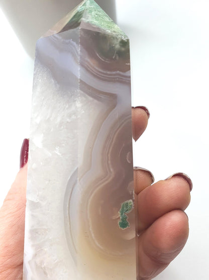 Rare Green Sakura Agate Tower