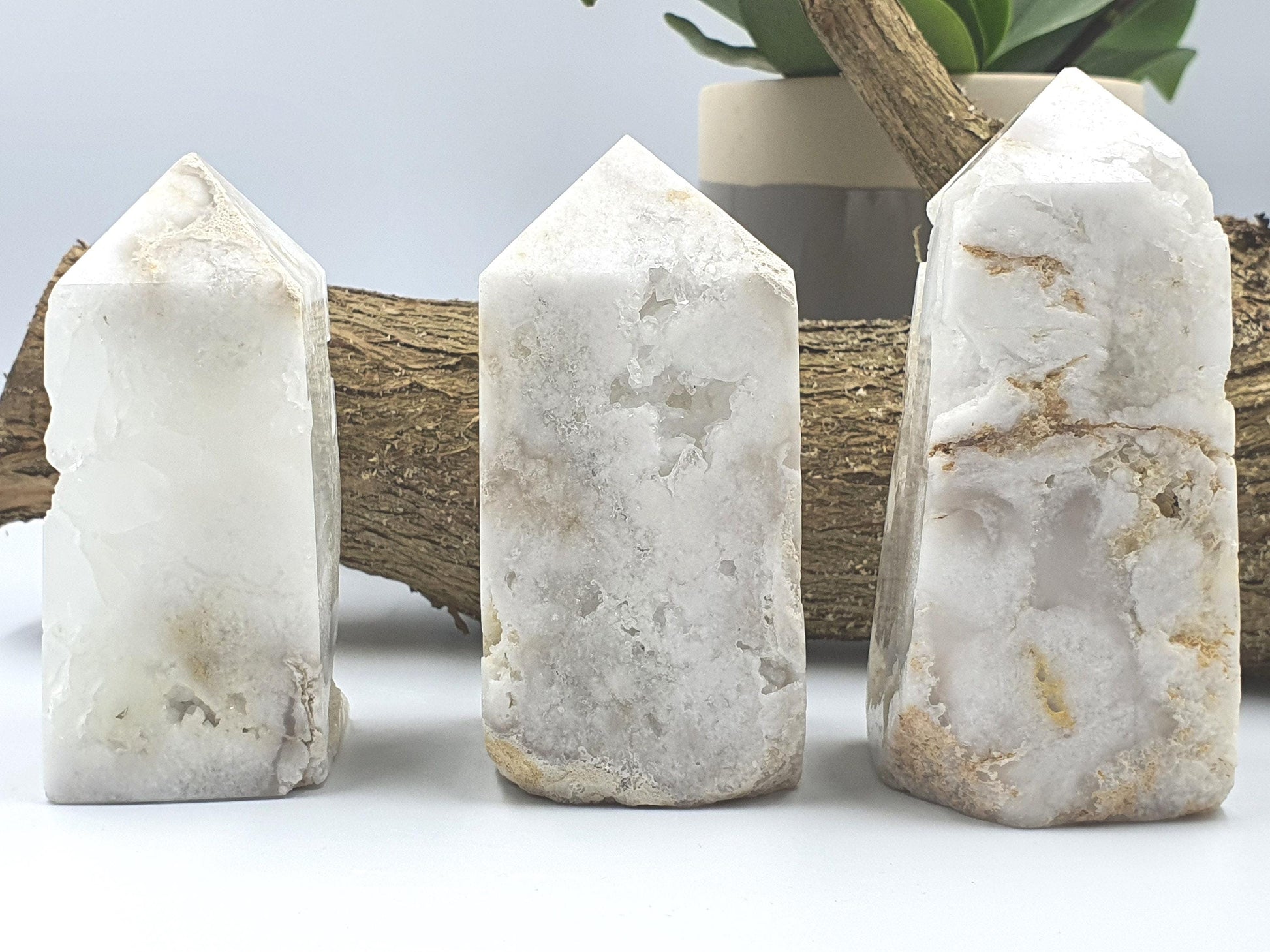 White Agate Drusy Tower