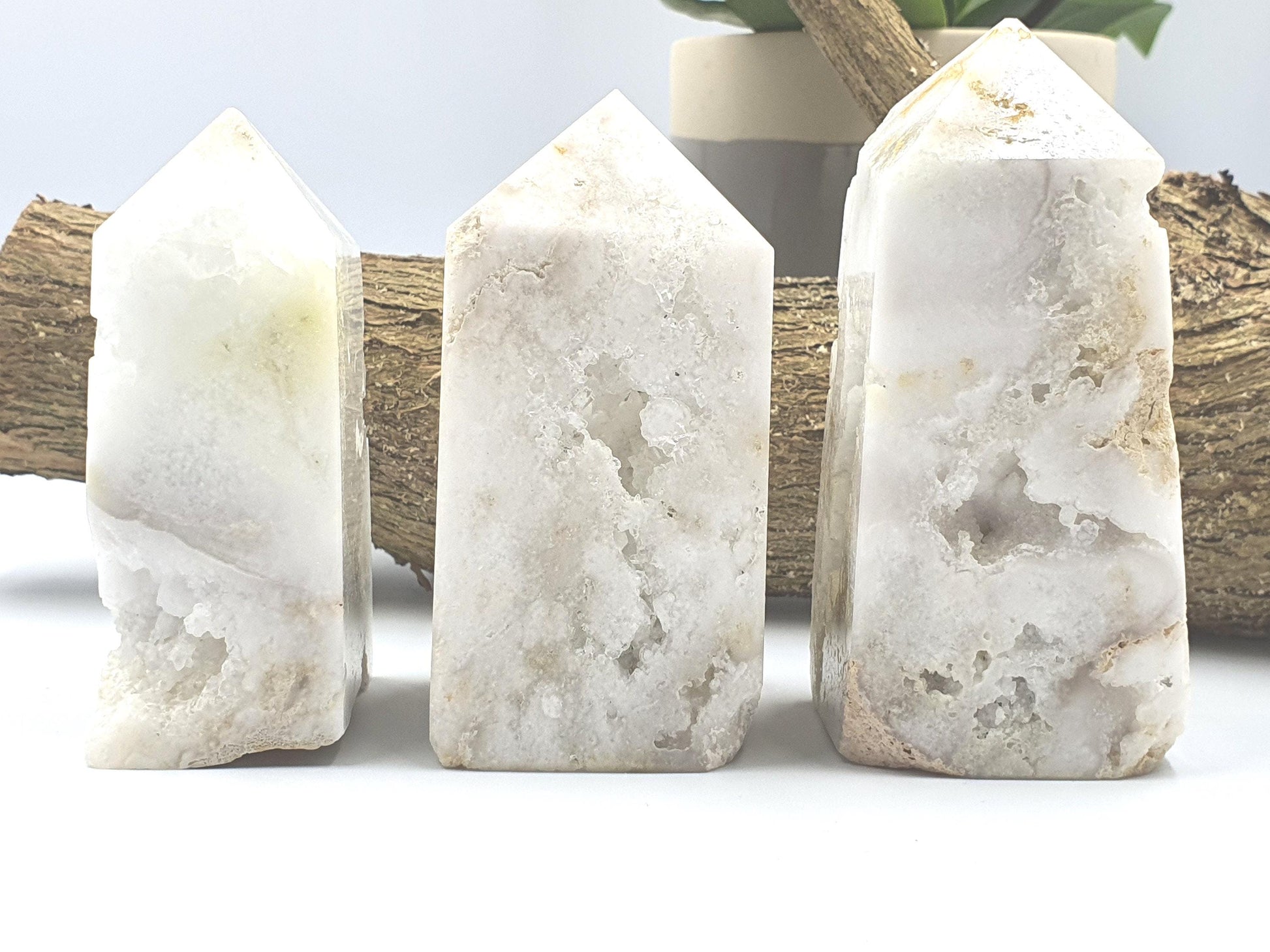 White Agate Drusy Tower