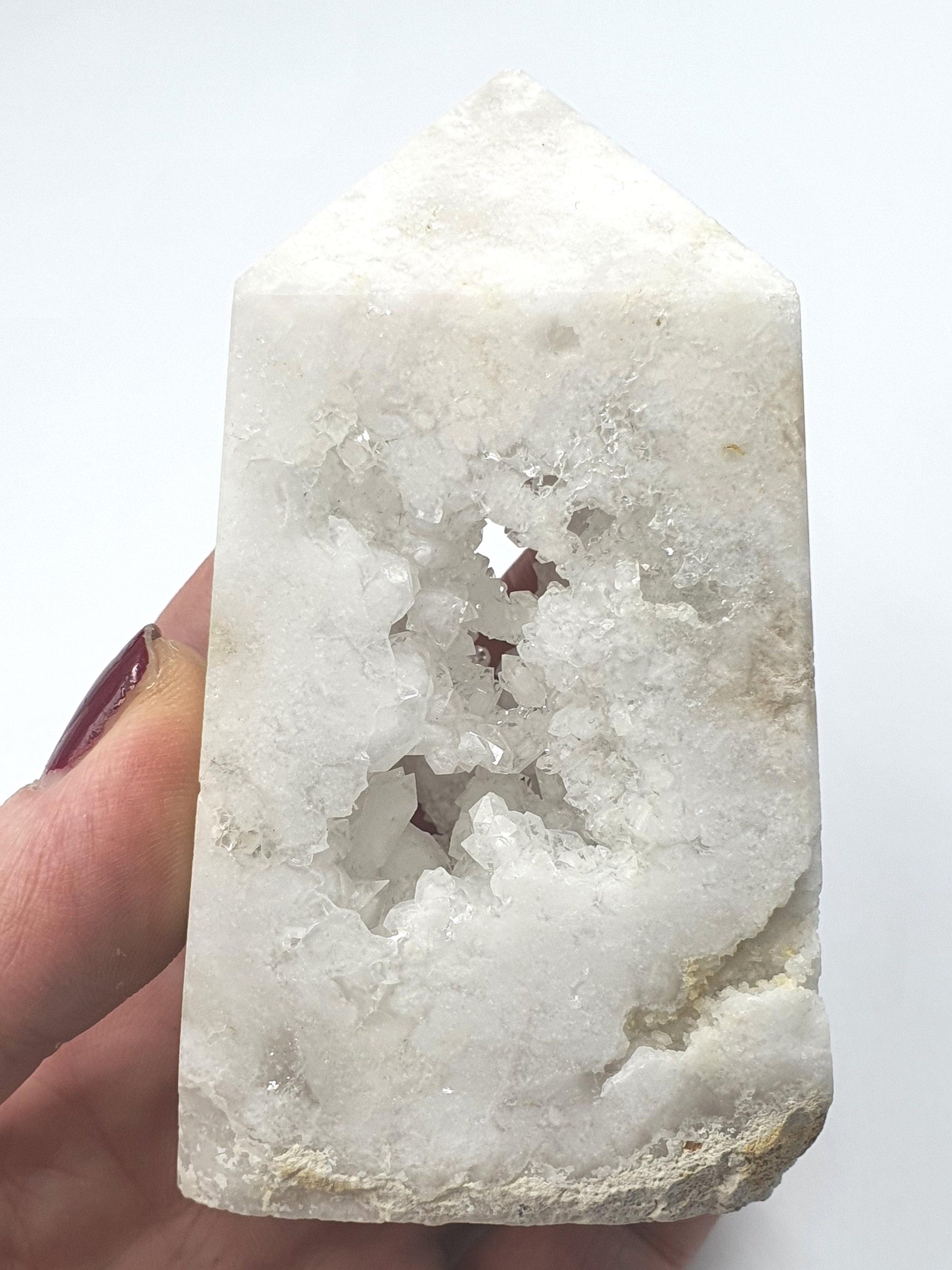White Agate Drusy Tower