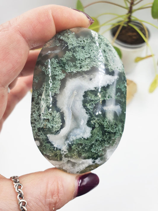 Large Moss Agate Drusy Palm