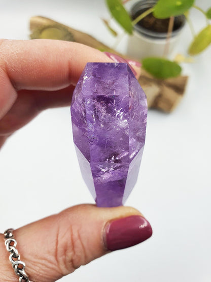 Large Beautiful Faceted Amethyst Puff Heart with rainbows / Amethyst Heart / Crystal Heart - 75g