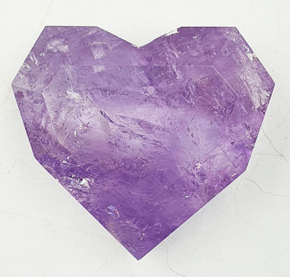 Large Beautiful Faceted Amethyst Puff Heart with rainbows / Amethyst Heart / Crystal Heart - 75g