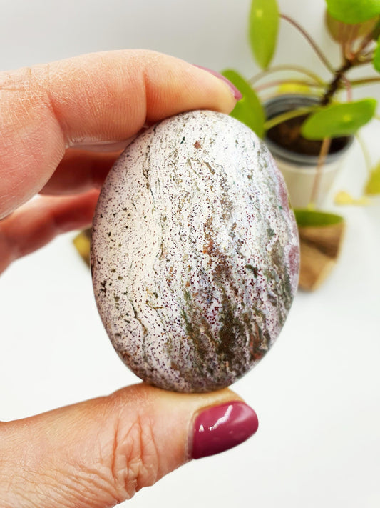 Beautiful Ocean Jasper Palm / Ocean Jasper Palm stone / OJ Palm / Meditation Palm / Reiki Crystal Palm - 95g