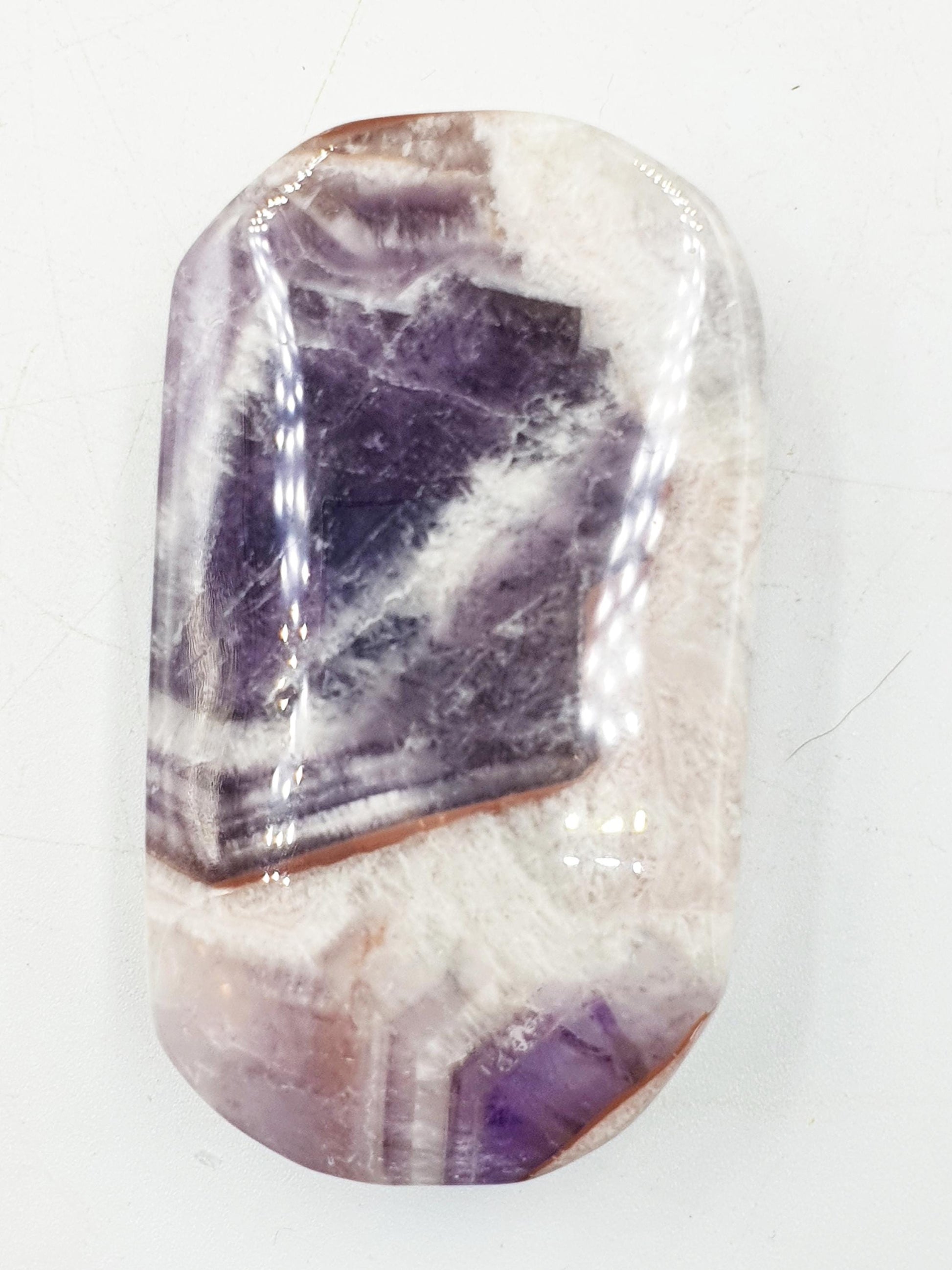 Dream Amethyst Palm / Dream Amethyst Palm Stone / Chevron Amethyst Palm / Pocket Stone / Amethyst Meditation Palm / Reiki Crystal Palm- 100g