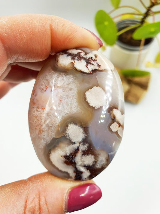 Beautiful Flower Agate (Sakura) Palms / Sakura Palms / Sakura Palmstone / Healing Palmstone / Meditation Palm - 65g