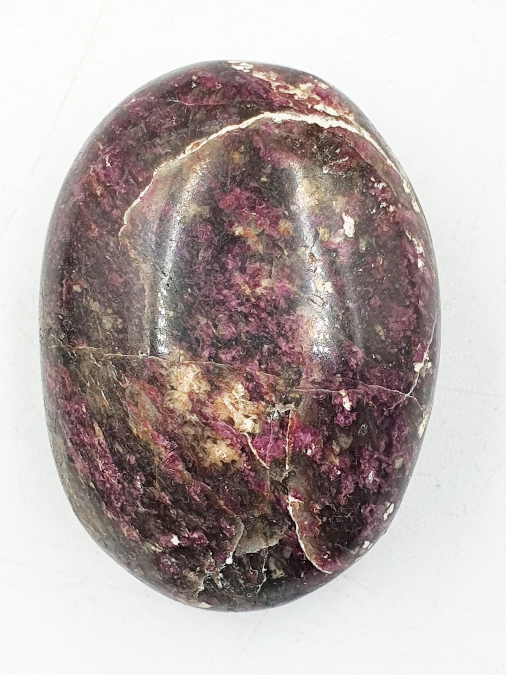 Cute Little Plum Tourmaline Palm / Plum Blossom Tourmaline Palm Stone / Pocket Stone / Meditation Palm - 55g