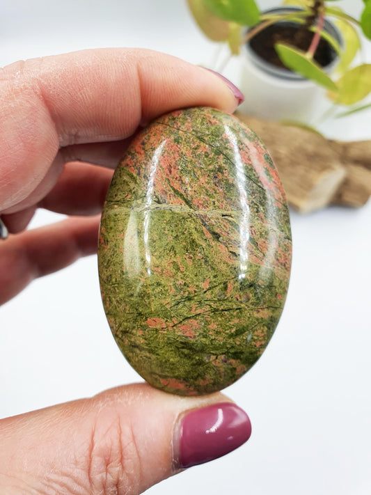 Unakite Palm / Unakite Palm Stone / Pocket Stone / Meditation Palm / Reiki Crystal Palm - 85g