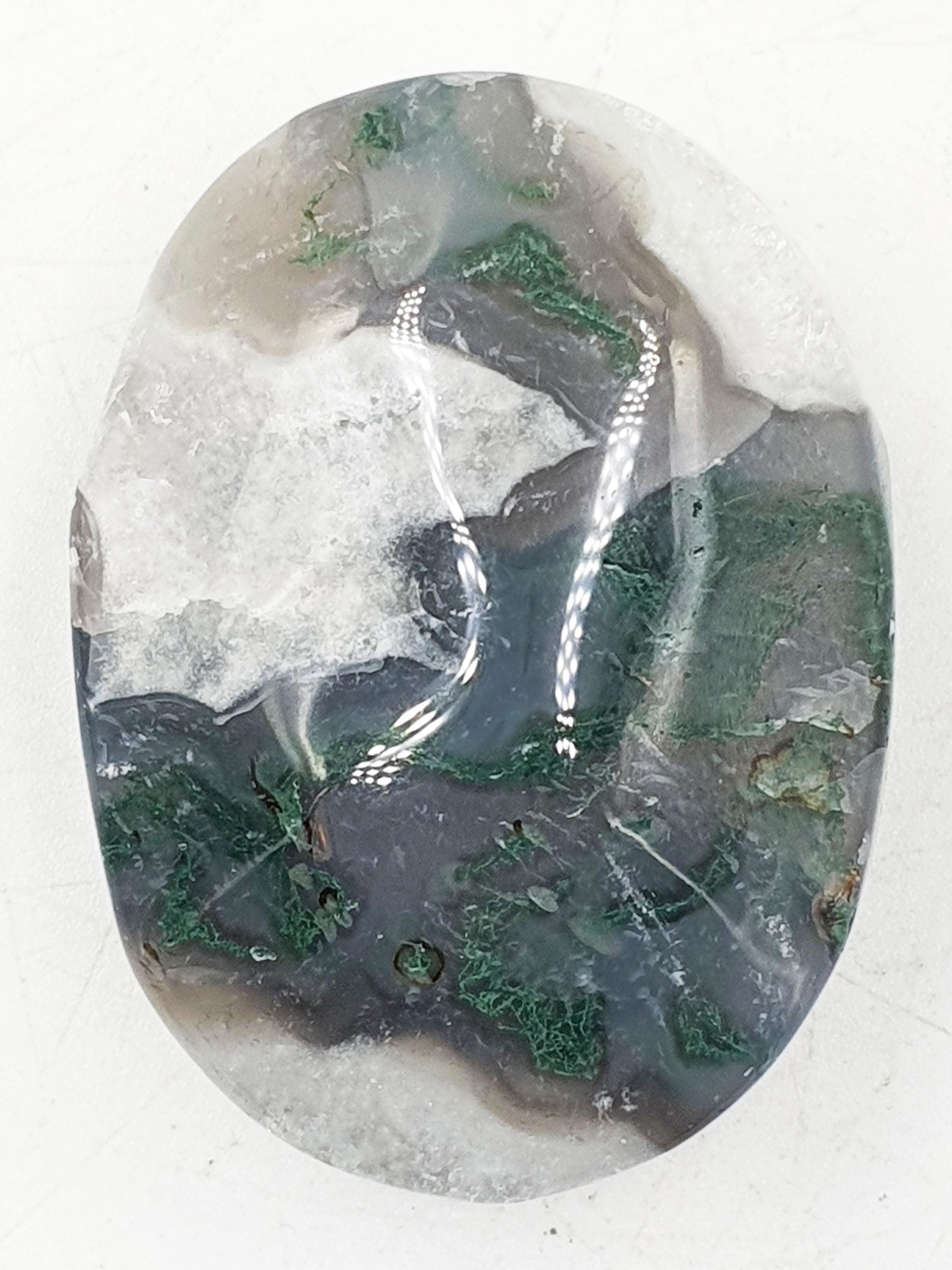 Drusy Moss Agate Palm / Moss Agate Palm Stone / Meditation Palm / Reiki Crystal Palm - 50g