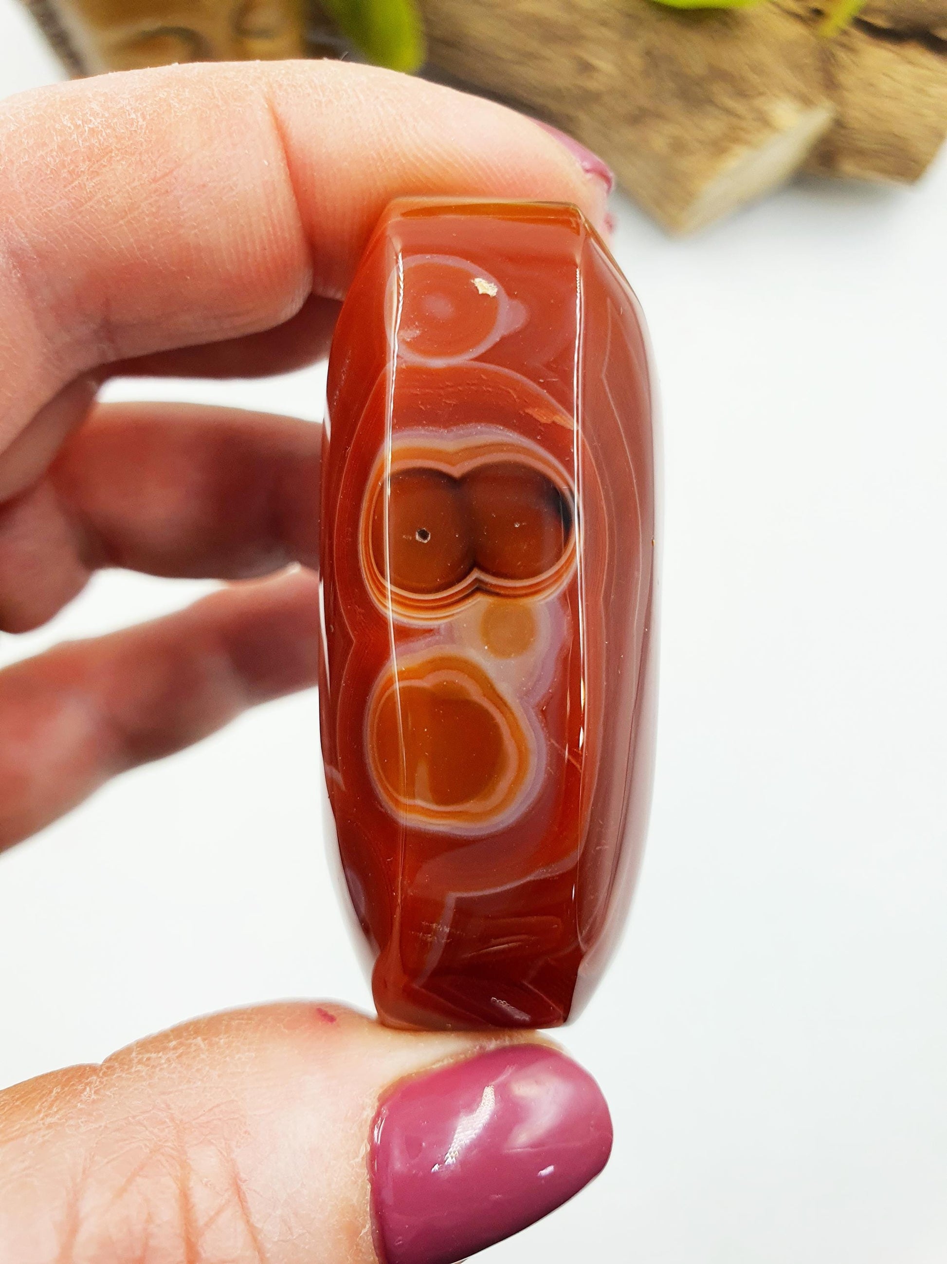 Beautiful Carnelian Palm / Banded Carnelian Palm Stone / Carnelian Pocket Stone / Meditation Palm / Reiki Crystal Palm - 60g