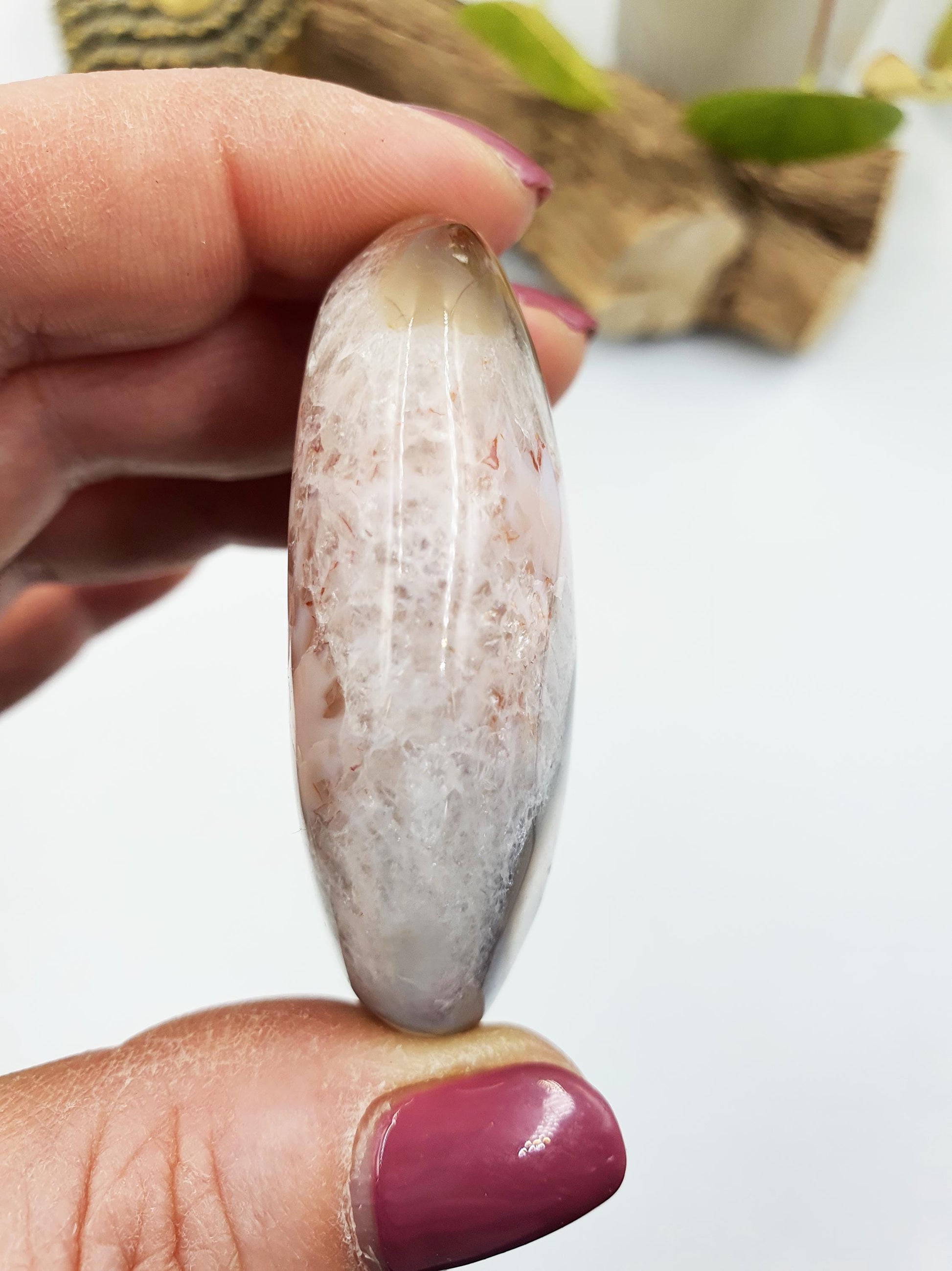 Beautiful Flower Agate (Sakura) Palms / Sakura Palms / Sakura Palmstone / Healing Palmstone / Meditation Palm - 65g