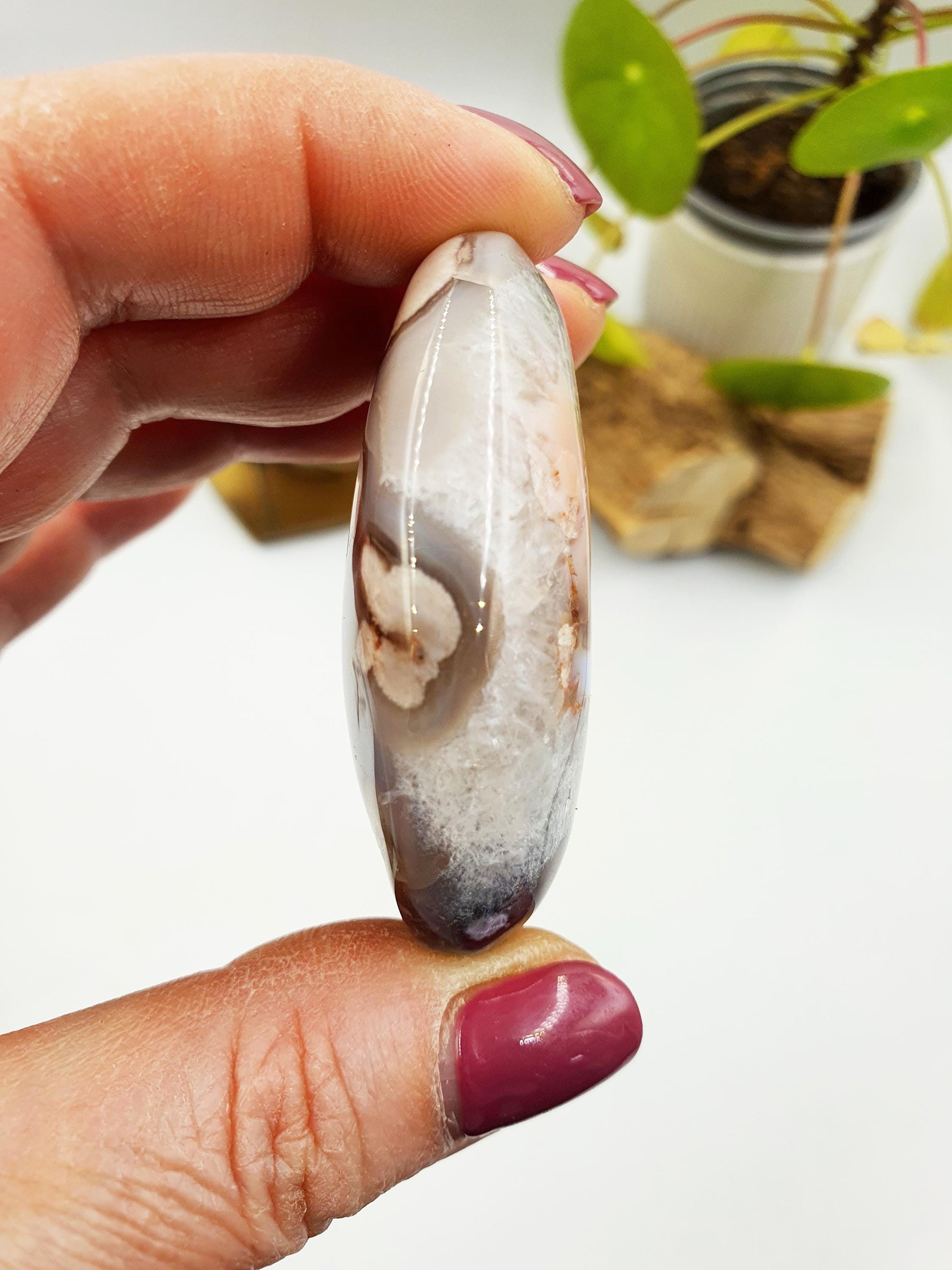 Beautiful Flower Agate (Sakura) Palms / Sakura Palms / Sakura Palmstone / Healing Palmstone / Meditation Palm - 65g