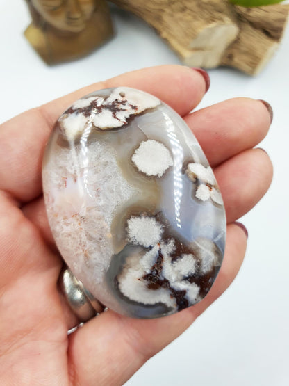 Beautiful Flower Agate (Sakura) Palms / Sakura Palms / Sakura Palmstone / Healing Palmstone / Meditation Palm - 65g