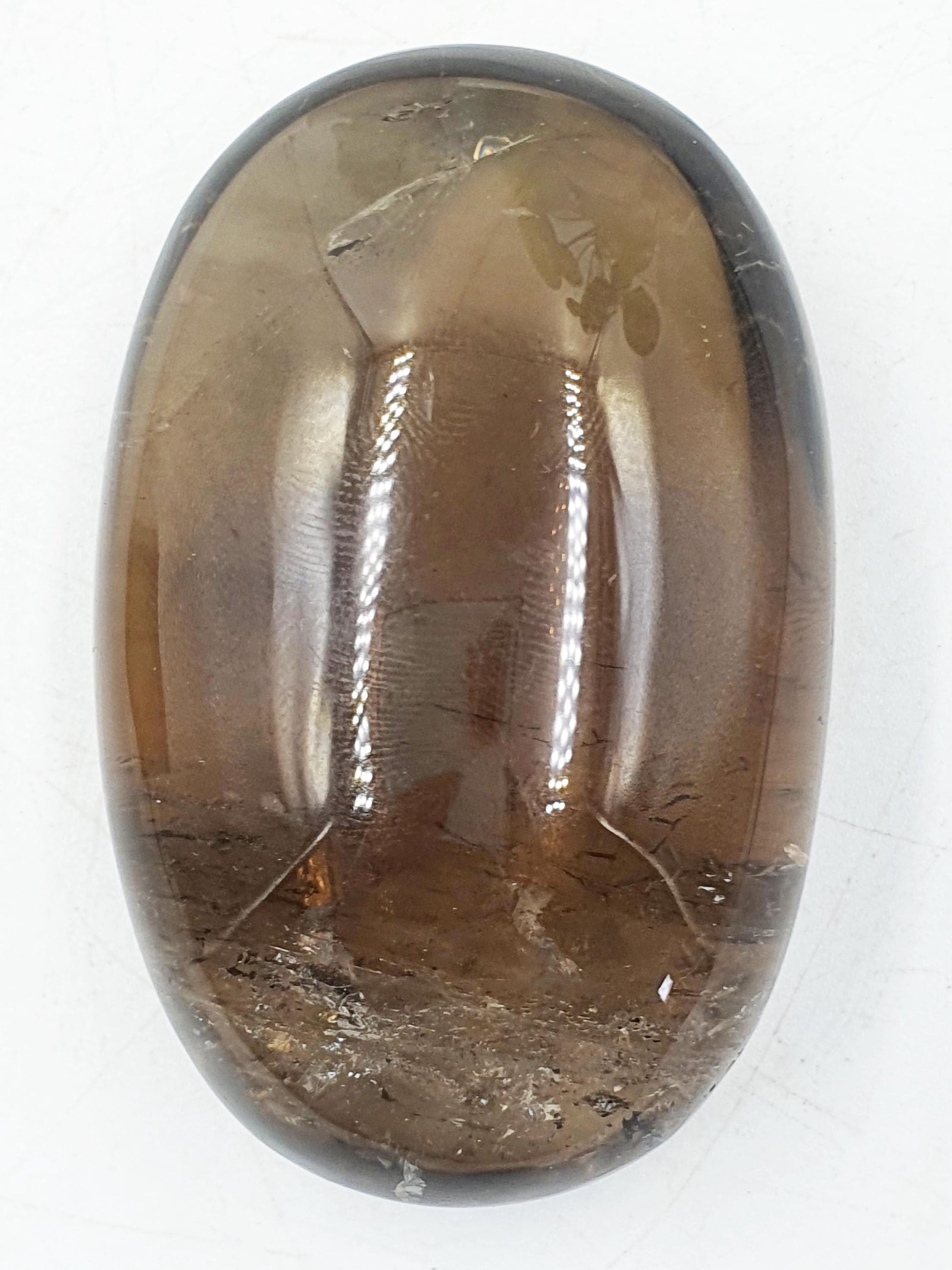 Gorgeous Smoky Quartz Palm with shimmering inclusions and rainbows / High Grade Smoky Quartz Palm / Meditation / Reiki Crystal Palm - 150g