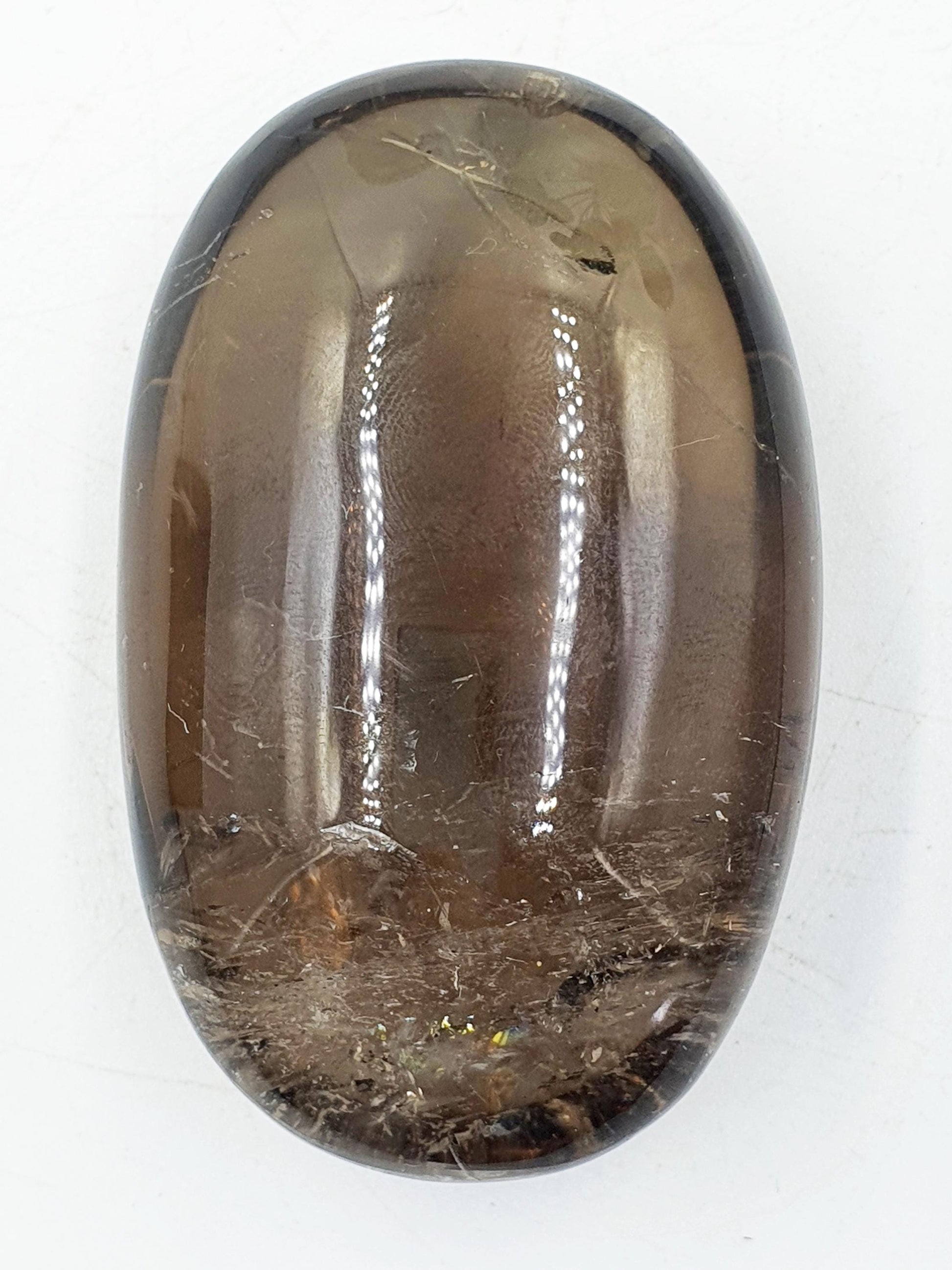 Gorgeous Smoky Quartz Palm with shimmering inclusions and rainbows / High Grade Smoky Quartz Palm / Meditation / Reiki Crystal Palm - 150g