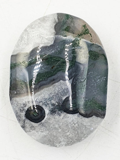 Drusy Moss Agate Palm / Moss Agate Palm Stone / Meditation Palm / Reiki Crystal Palm - 50g