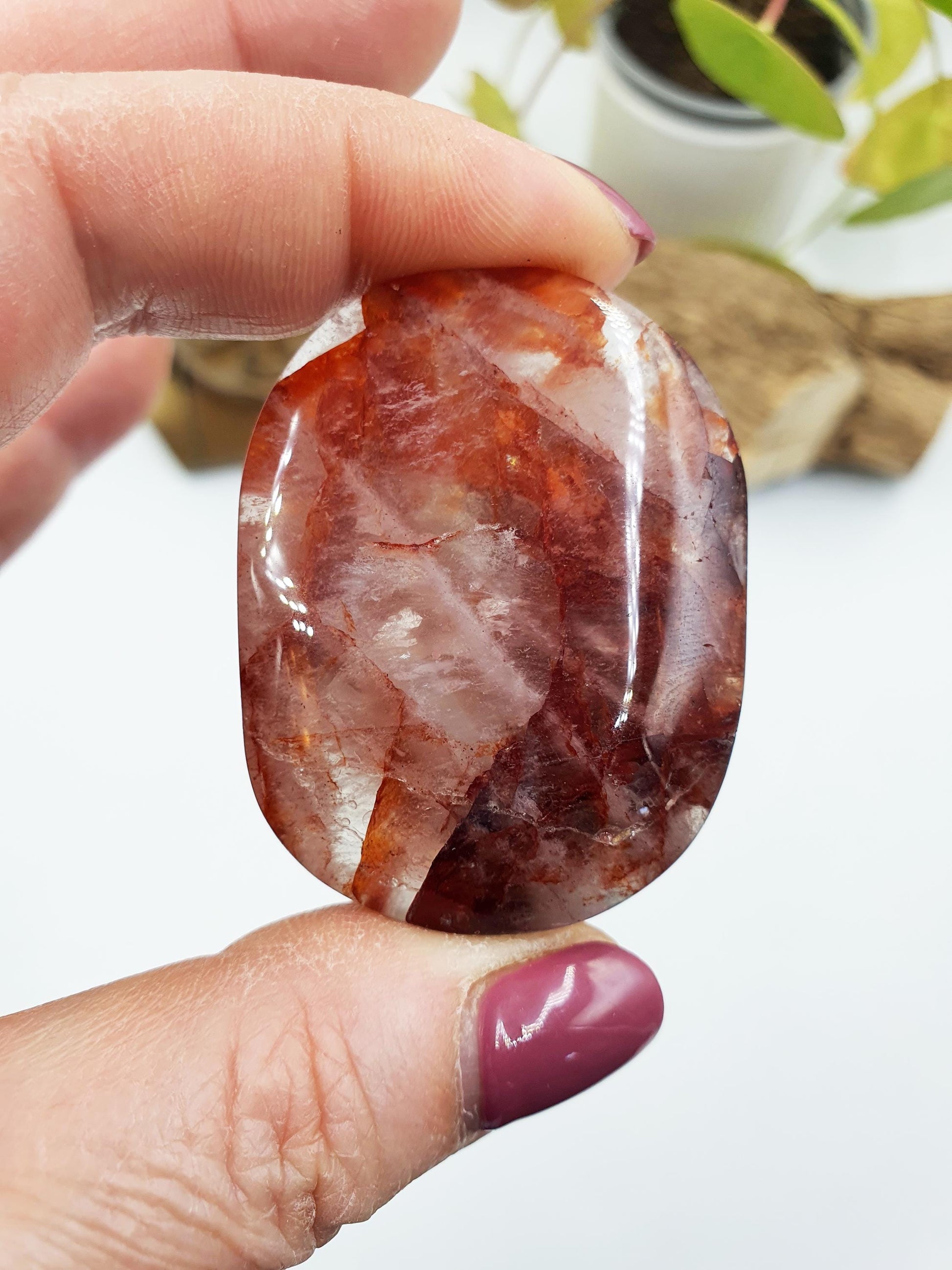 Beautiful Fire Quartz Palm / Hematoid Quartz Palm / Healing Palm Stone / Meditation Palm / Reiki Crystal Palm - 45g