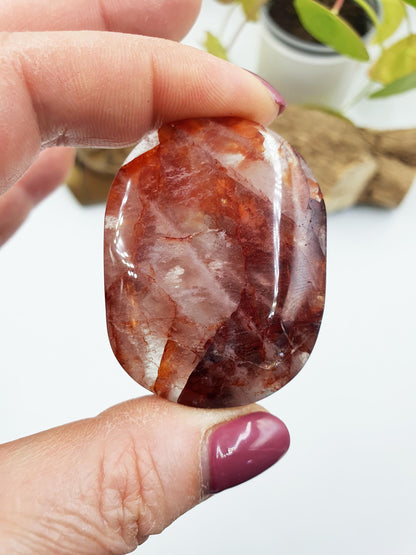 Beautiful Fire Quartz Palm / Hematoid Quartz Palm / Healing Palm Stone / Meditation Palm / Reiki Crystal Palm - 45g