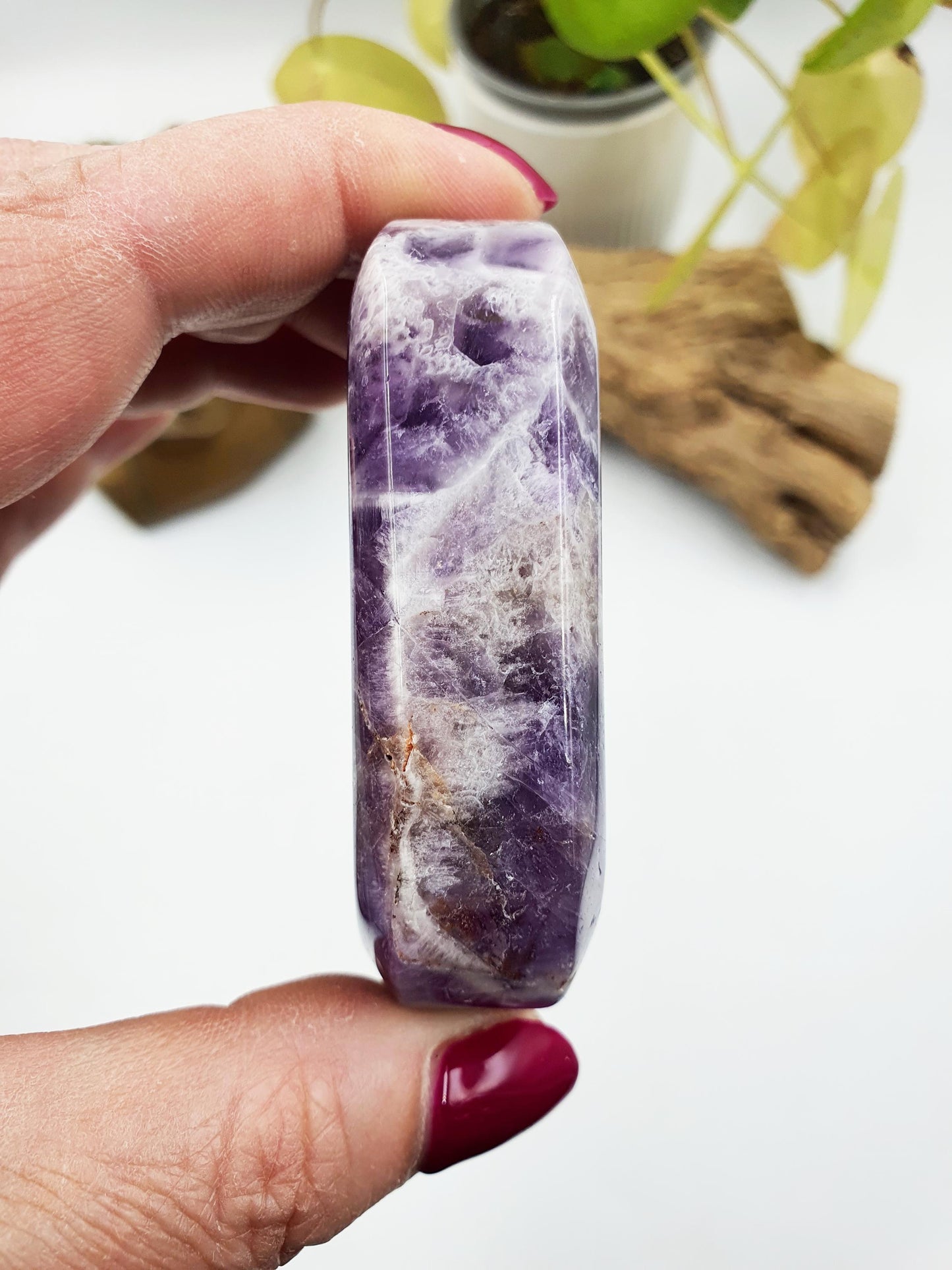 Large Dream Amethyst Palm / Dream Amethyst Palm Stone / Pocket Stone / Amethyst Meditation Palm - 155g