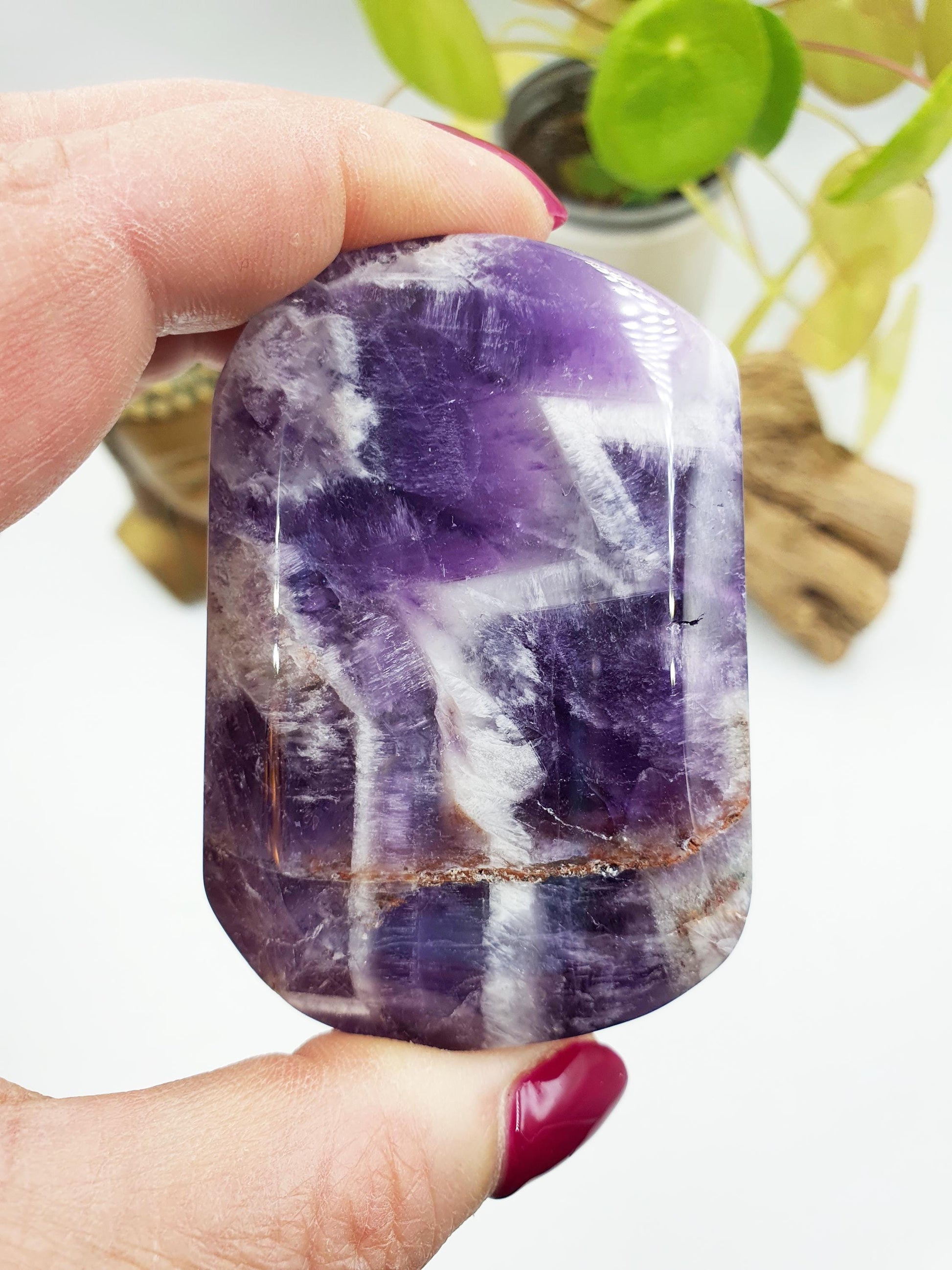 Large Dream Amethyst Palm / Dream Amethyst Palm Stone / Pocket Stone / Amethyst Meditation Palm - 155g